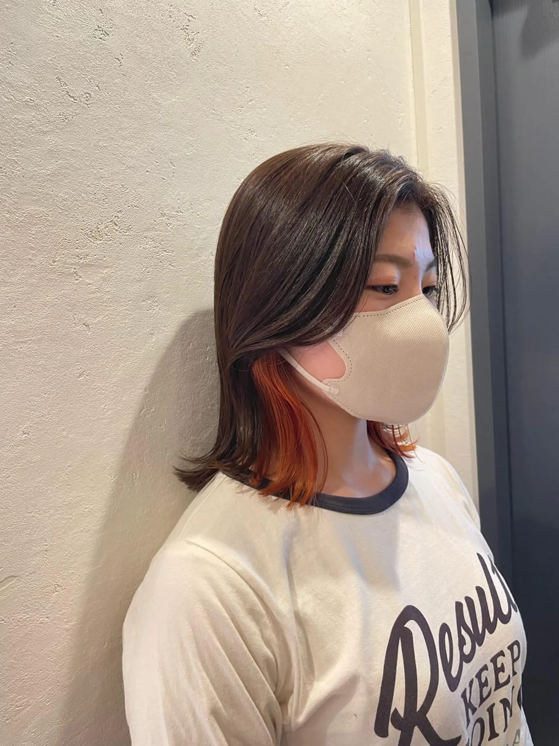 ミディアム カラー インナーカラー オレンジ レイヤー/ブリーチ ♥️【木坂 桃歌】のヘアスタイル