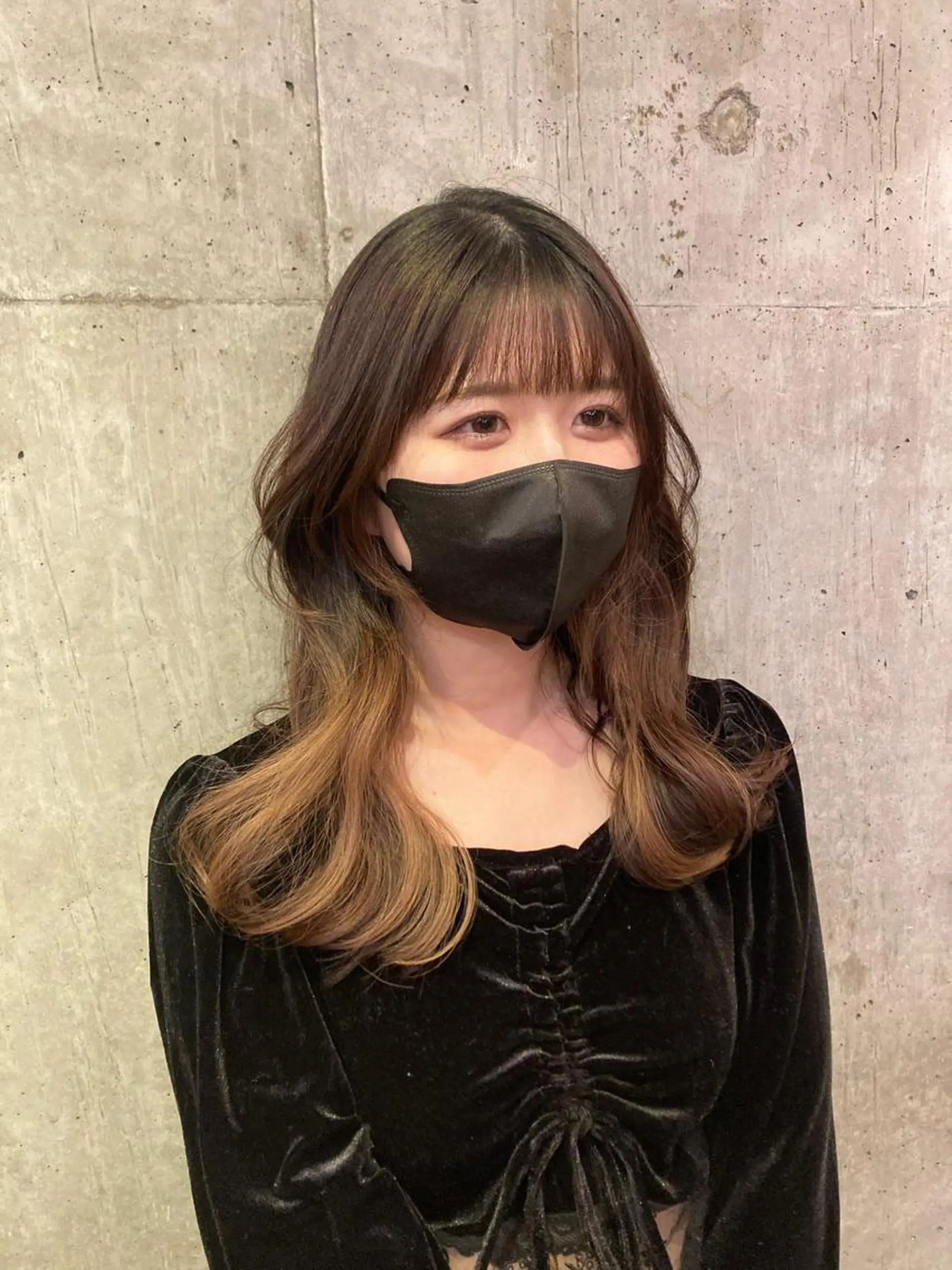 ロング ボブ ハイライト 姫カット ヨシンモリ 韓国風ヘア ✂︎岡根 京花✂︎のヘアスタイル