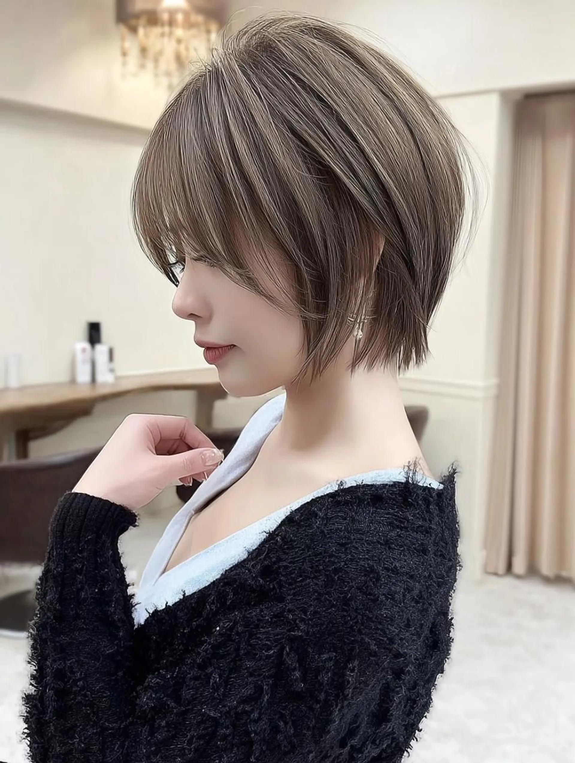 ミディアム ボブ 髪質改善 似合わせカット 小顔カット IKU ミニボブ名古屋のヘアスタイル