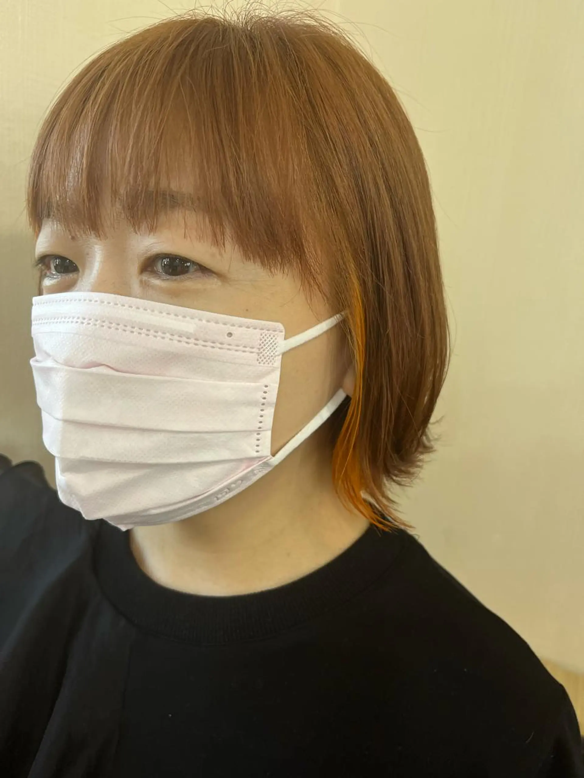 ショート カラー ヘアアレンジ ベージュカラー ブリーチ インナーカラー オレンジ ヘアカラー きむえり/髪質改善 /セット/カラーのヘアスタイル