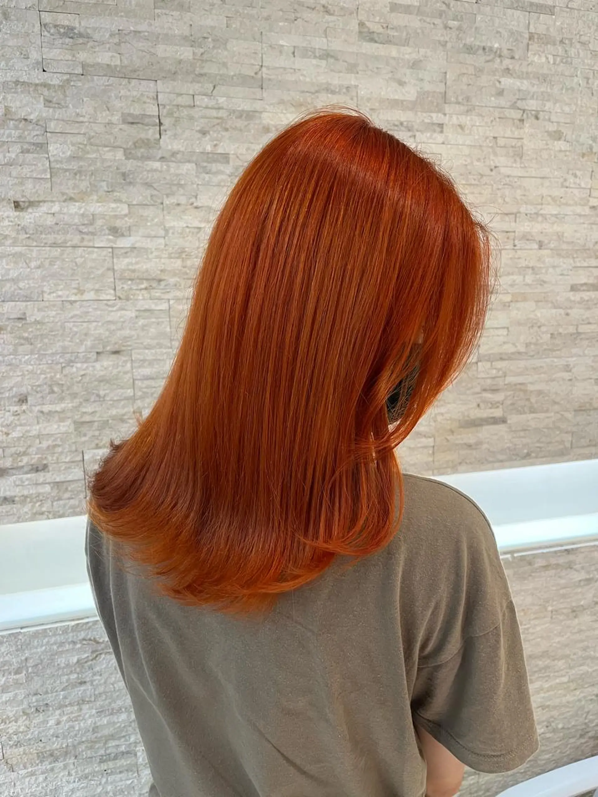 ロング カラー オレンジ ヘアカラー トリートメント ヘアセット 韓国/インナーカラー 🍑YUI🍑のヘアスタイル