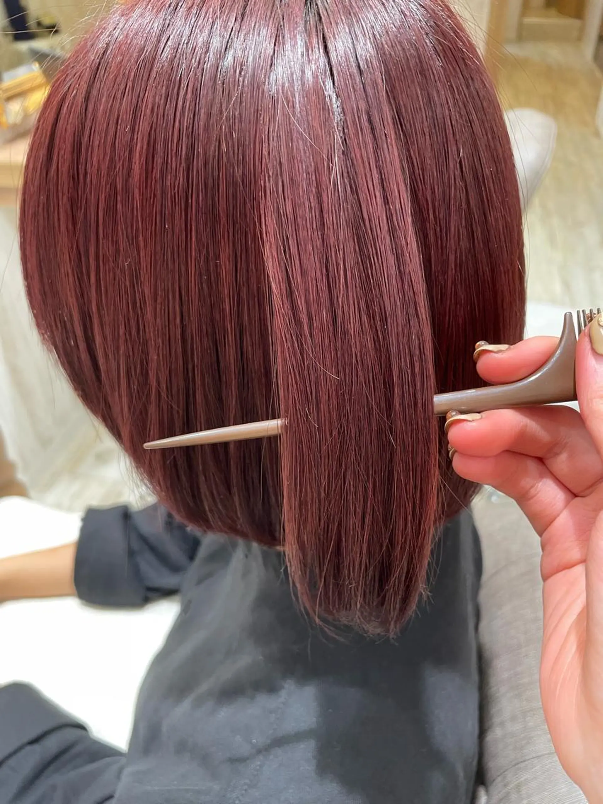 カラー ブリーチ カシス レッドカラー SHISEI所属・小野 明日香のヘアスタイル