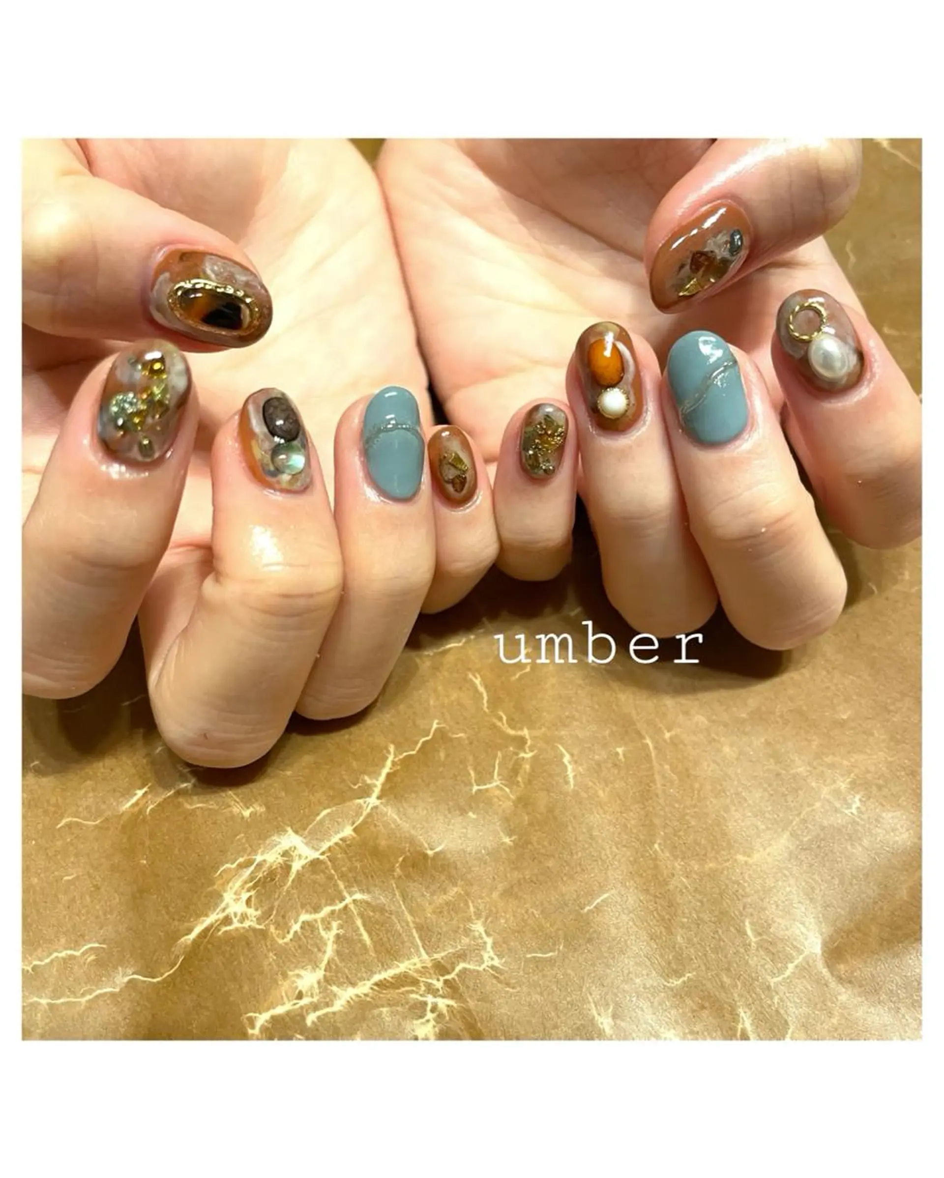 ネイル クリアネイル フラッシュネイル フットネイル フレンチネイル ミラーネイル ハンドネイル umber 三茶1分のネイルデザイン