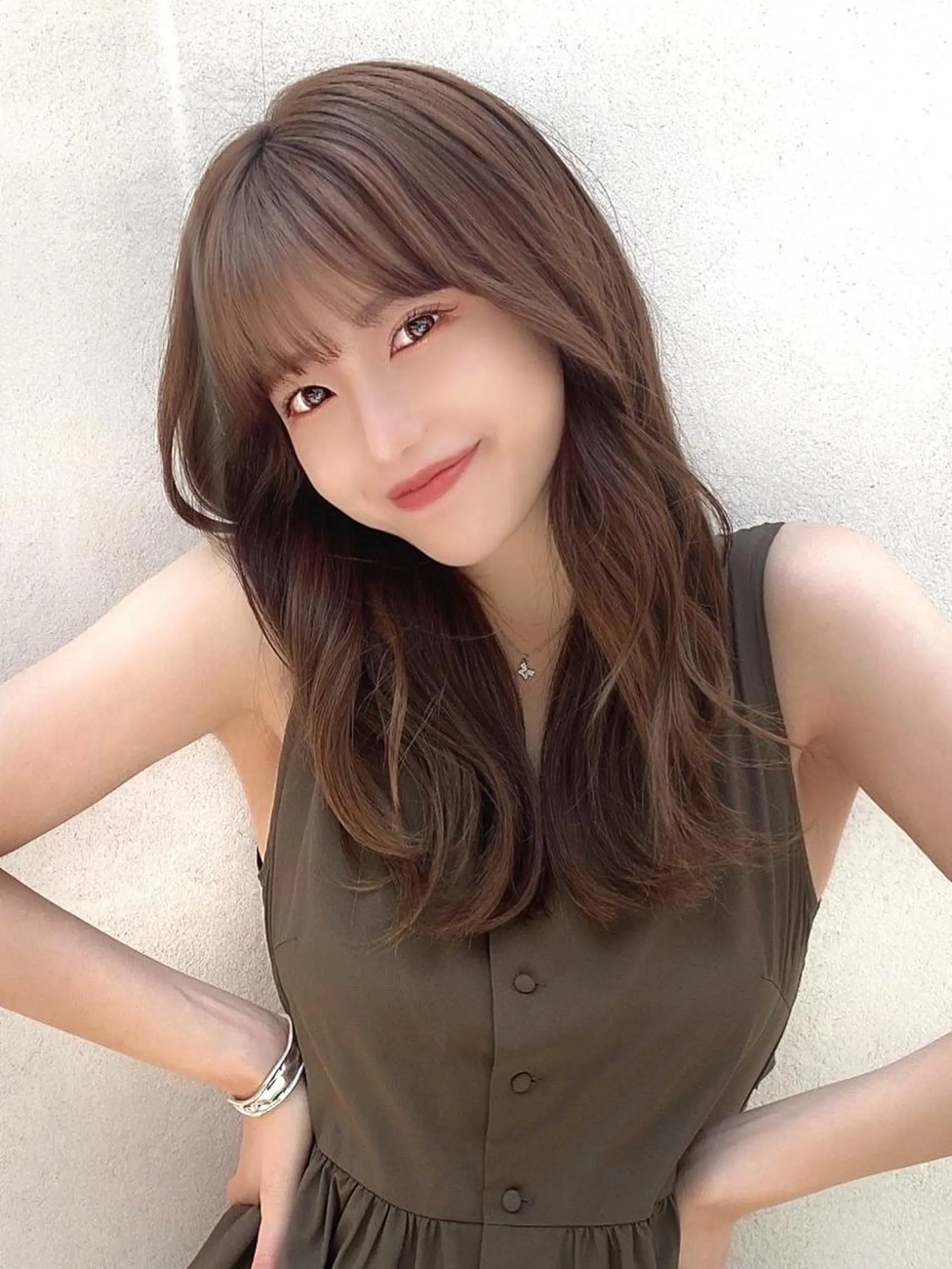 セミロング カラー ベージュカラー ブラウンカラー ブラウンベージュ くびれヘア 顔周りカット カット ヘアカラー トリートメント 顔周り/くびれヘア 韓国ヘア💕風間るなのヘアスタイル