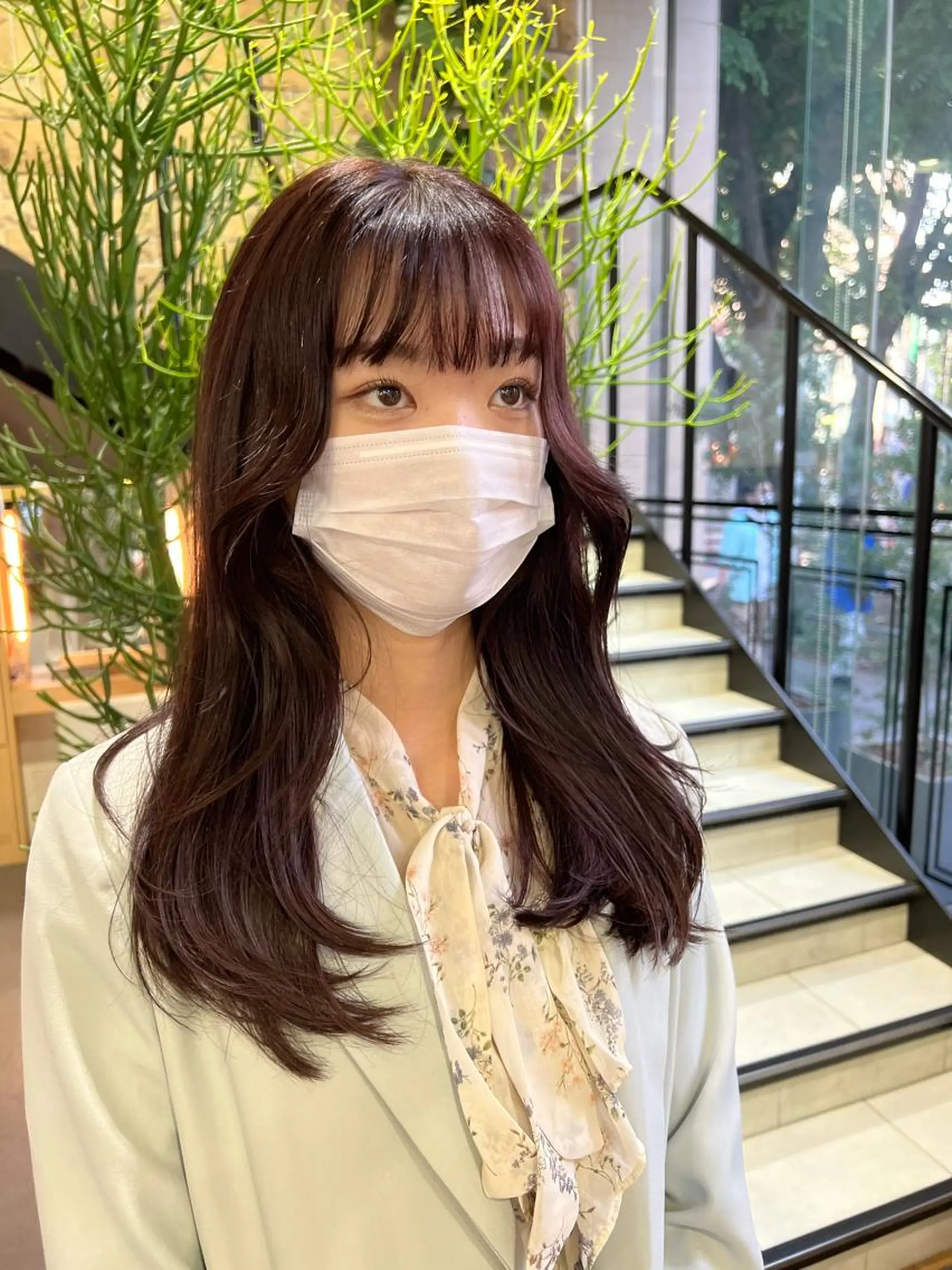 ロング カラー ヘアアレンジ ディープラベンダー ラベンダーカラー チャンモリパーマ/韓 国/Minami🦋のヘアスタイル