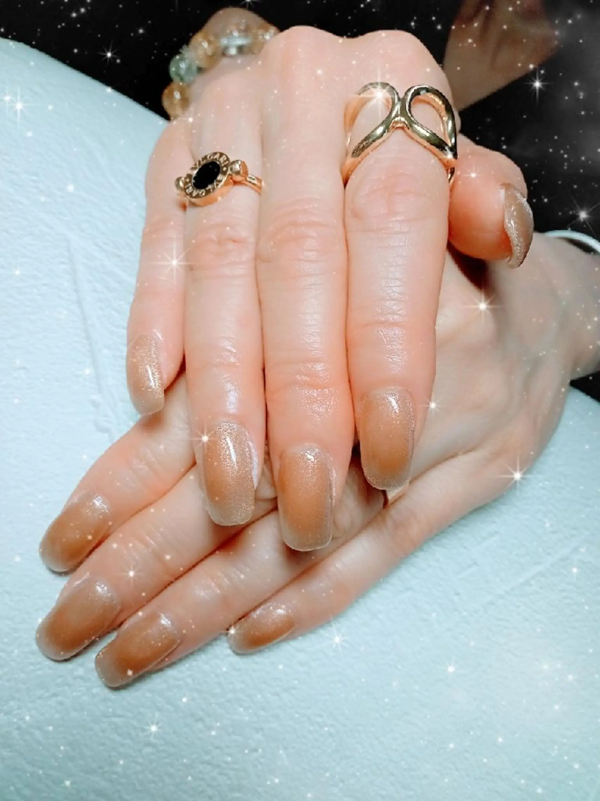 セミロング ネイル フレンチネイル マグネットネイル ハンドネイル flure de neige yukiのネイルデザイン