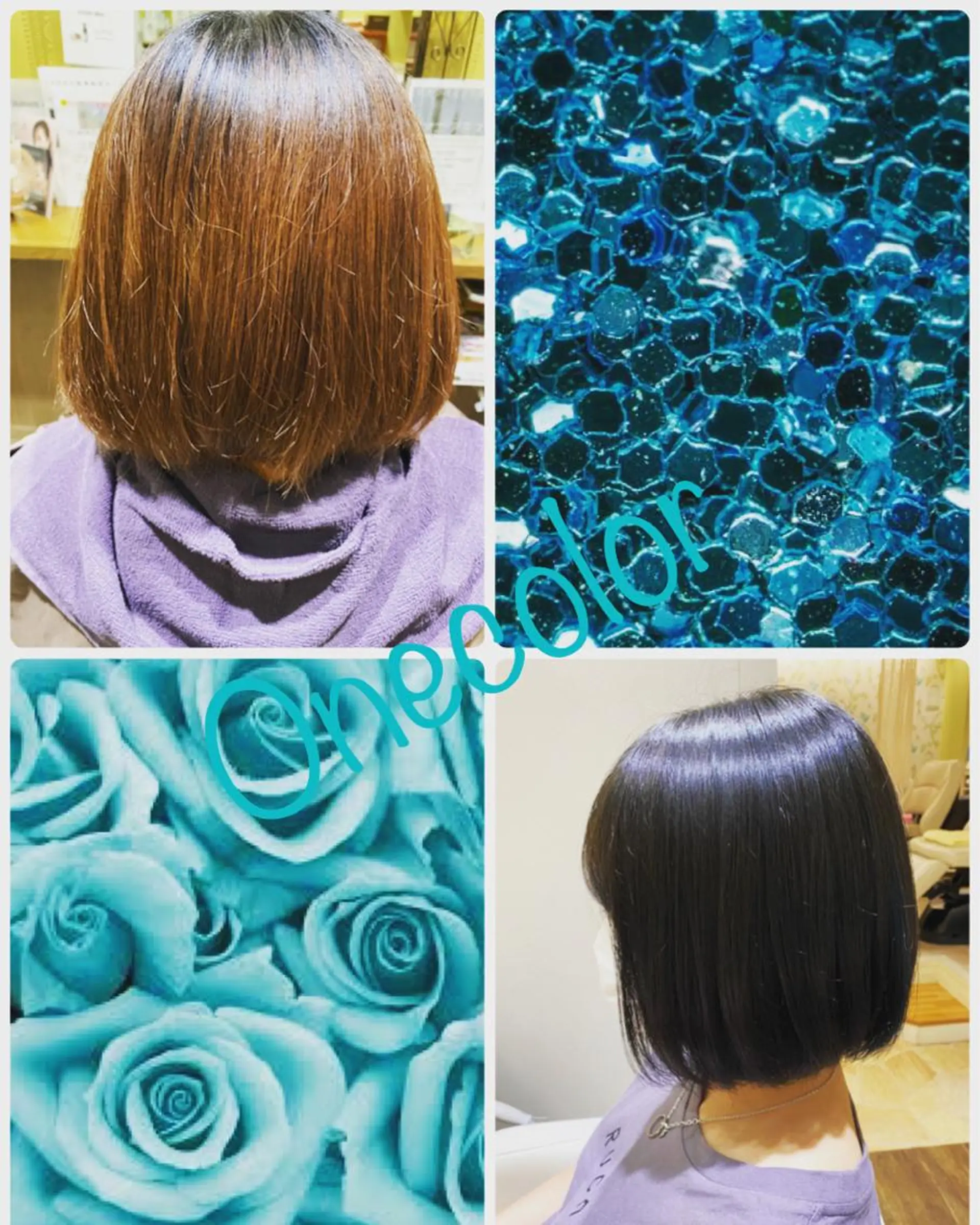 ショート カラー 黒髪 ブルーカラー ブルーブラック フルカワ ノゾミのヘアスタイル