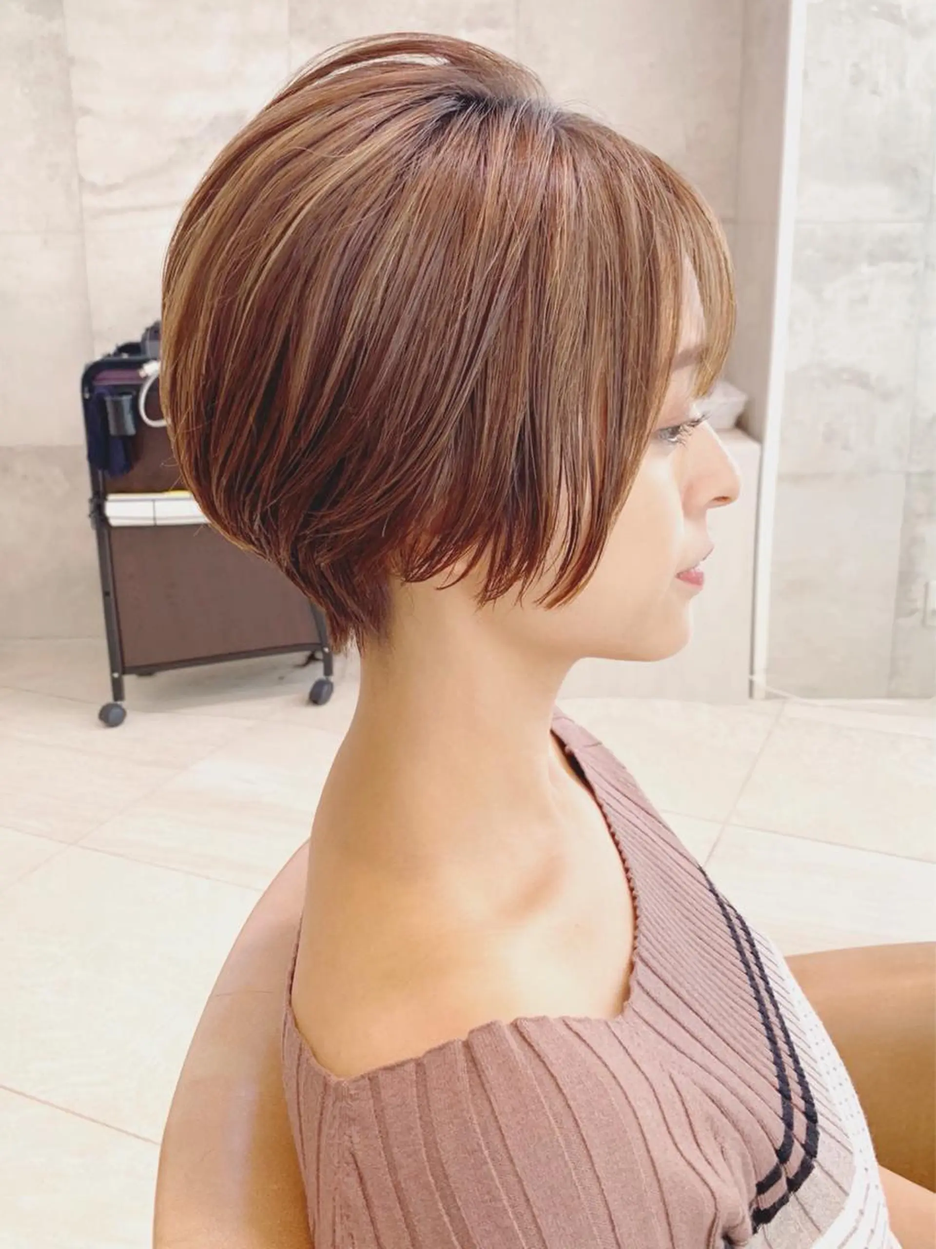 ショート くせ毛 顔周りカット 似合わせカット トリートメント カット ヘアカラー トリートメント 武田涼レイヤーカット 髪質改善×縮毛矯正のヘアスタイル