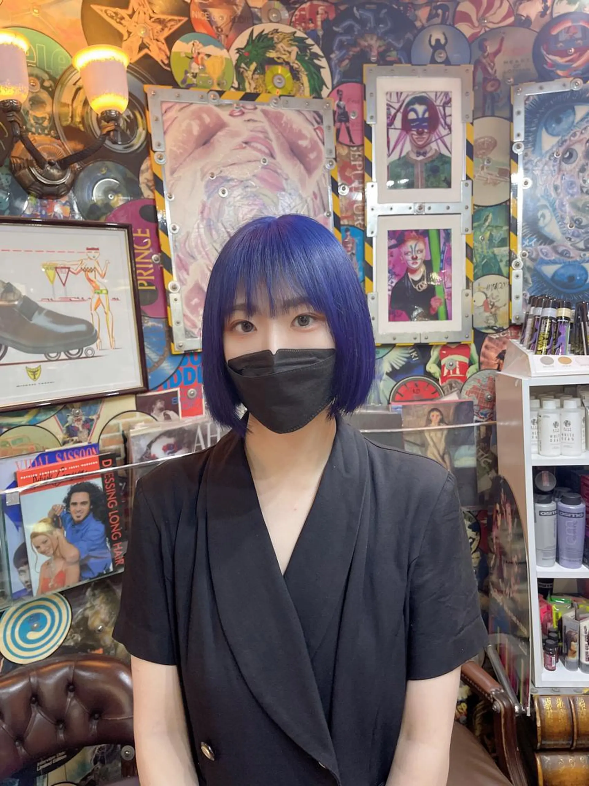 ショート カラー ヘアアレンジ ブリーチ ブルーカラー ボブ ショートヘア haco+所属・🌈派手髪エクステ ブレイズ🌈ひろとのヘアスタイル