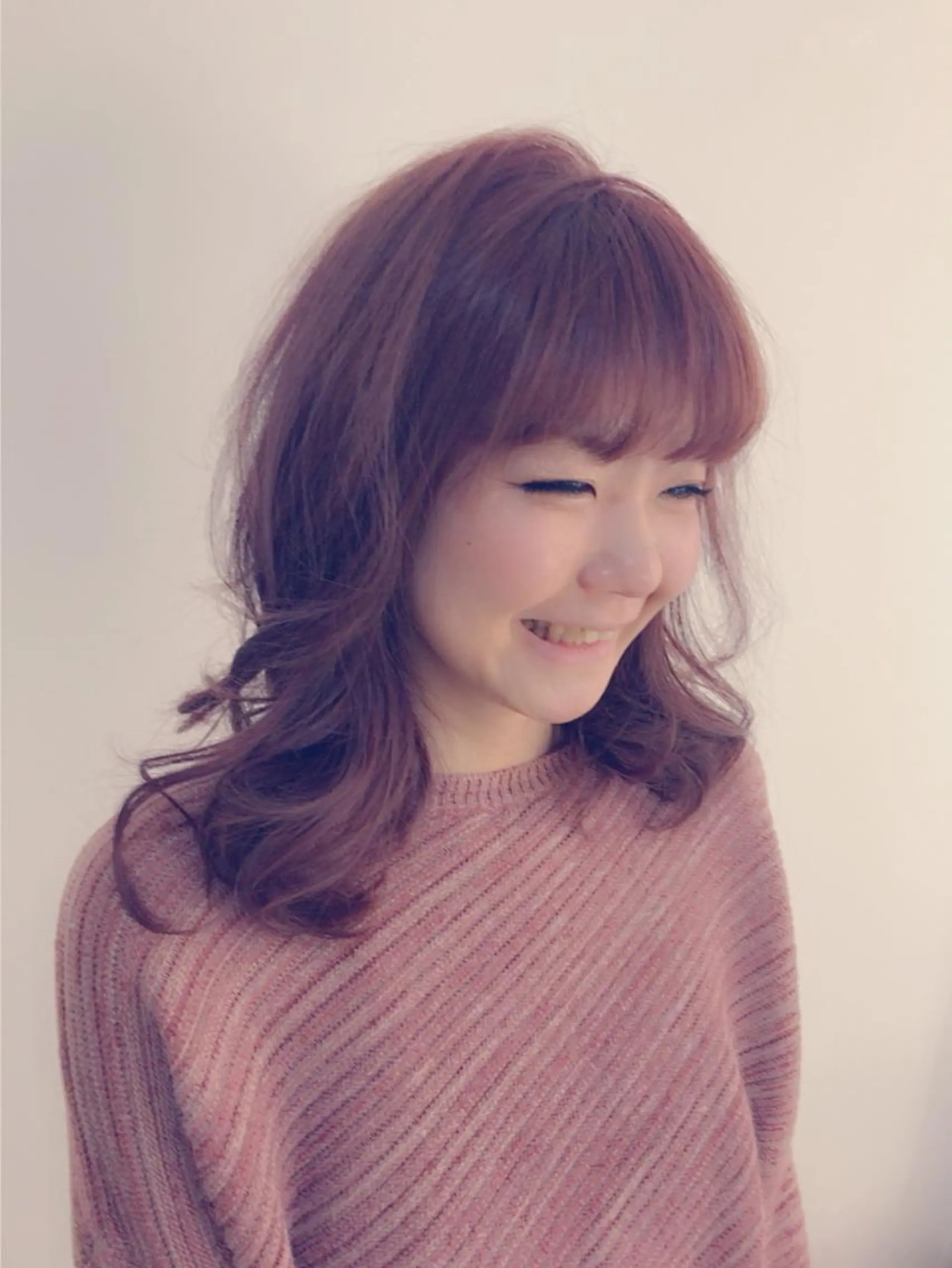 セミロング カラー ブリーチ ラベンダーカラー ラベンダーピンク ピンクカラー Hair esthe HAAAT 東口店のヘアスタイル