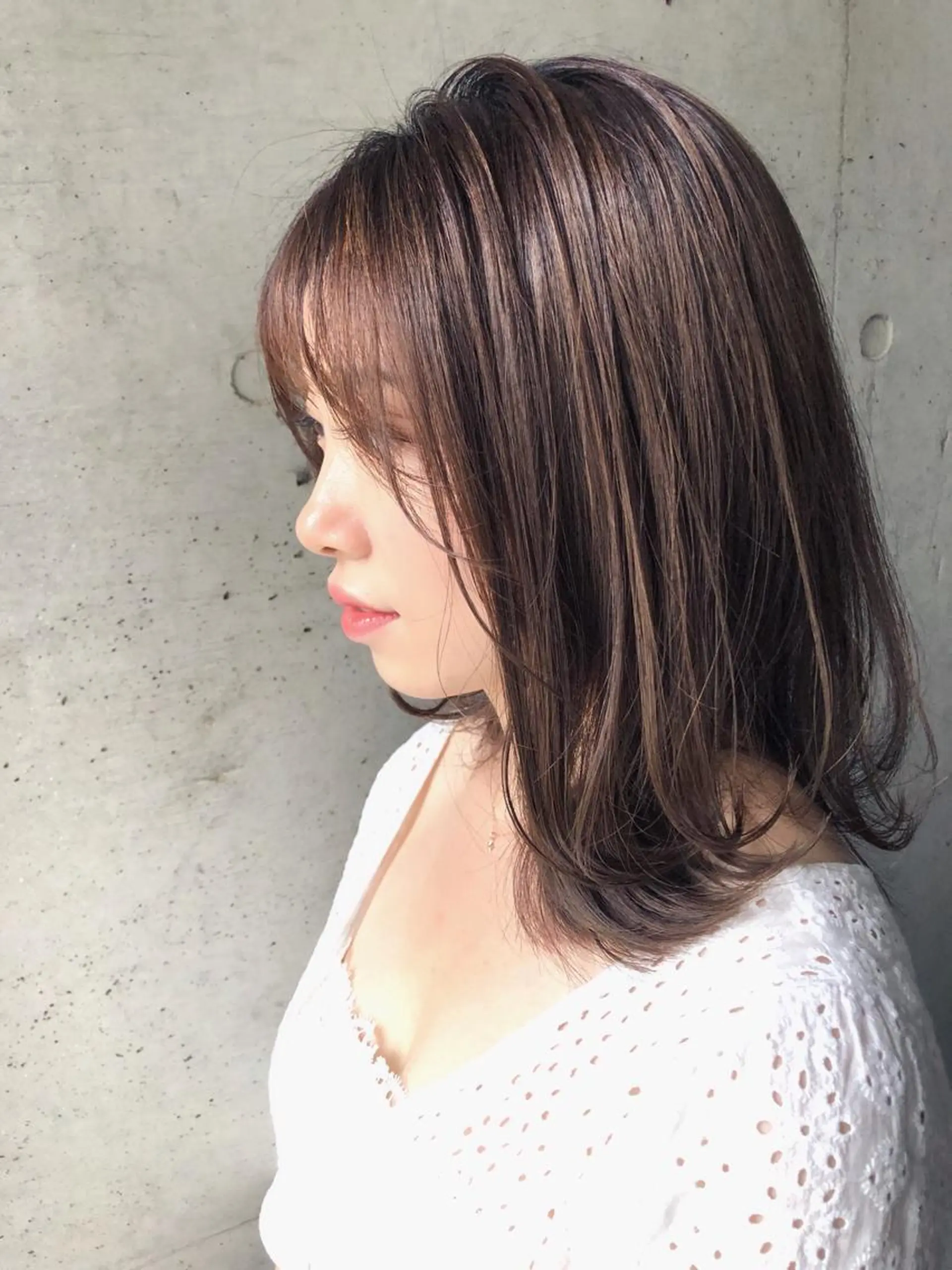 ミディアム カラー ベージュカラー ココアベージュ 髪質改善/レイヤー ストウシンゴのヘアスタイル