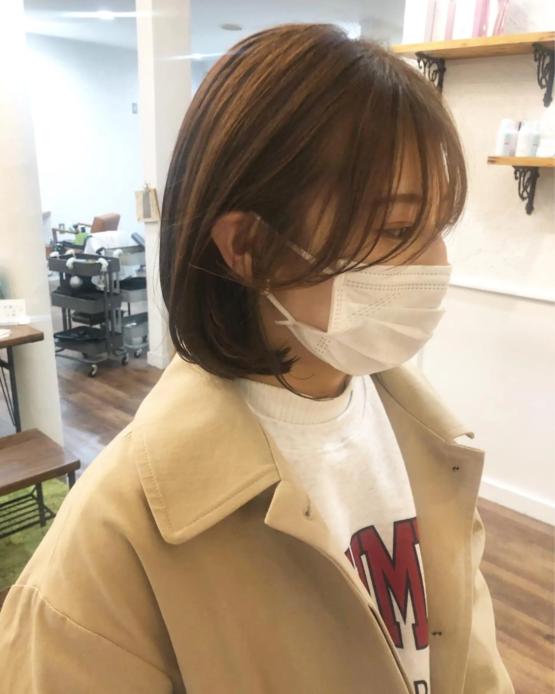 ショート カラー ボブ 顔周りカット 韓国風ヘア ヘアカラー トリートメント 江原 彩華のヘアスタイル