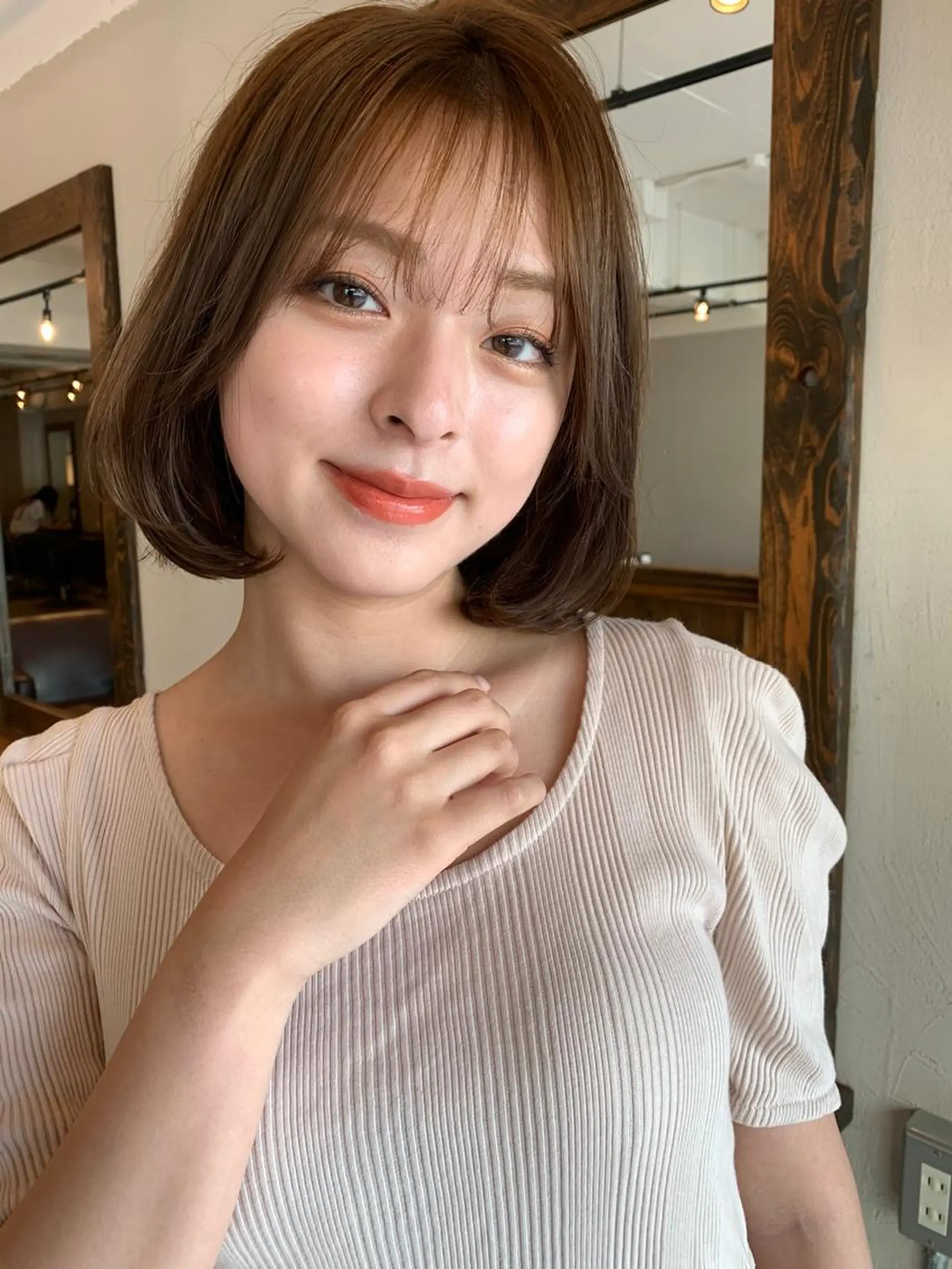 ショート カラー パーマ カット ヘアカラー トリートメント ヘッドスパ ヘアセット 透明感/オリーブ/ グレージュ/YUKAのヘアスタイル