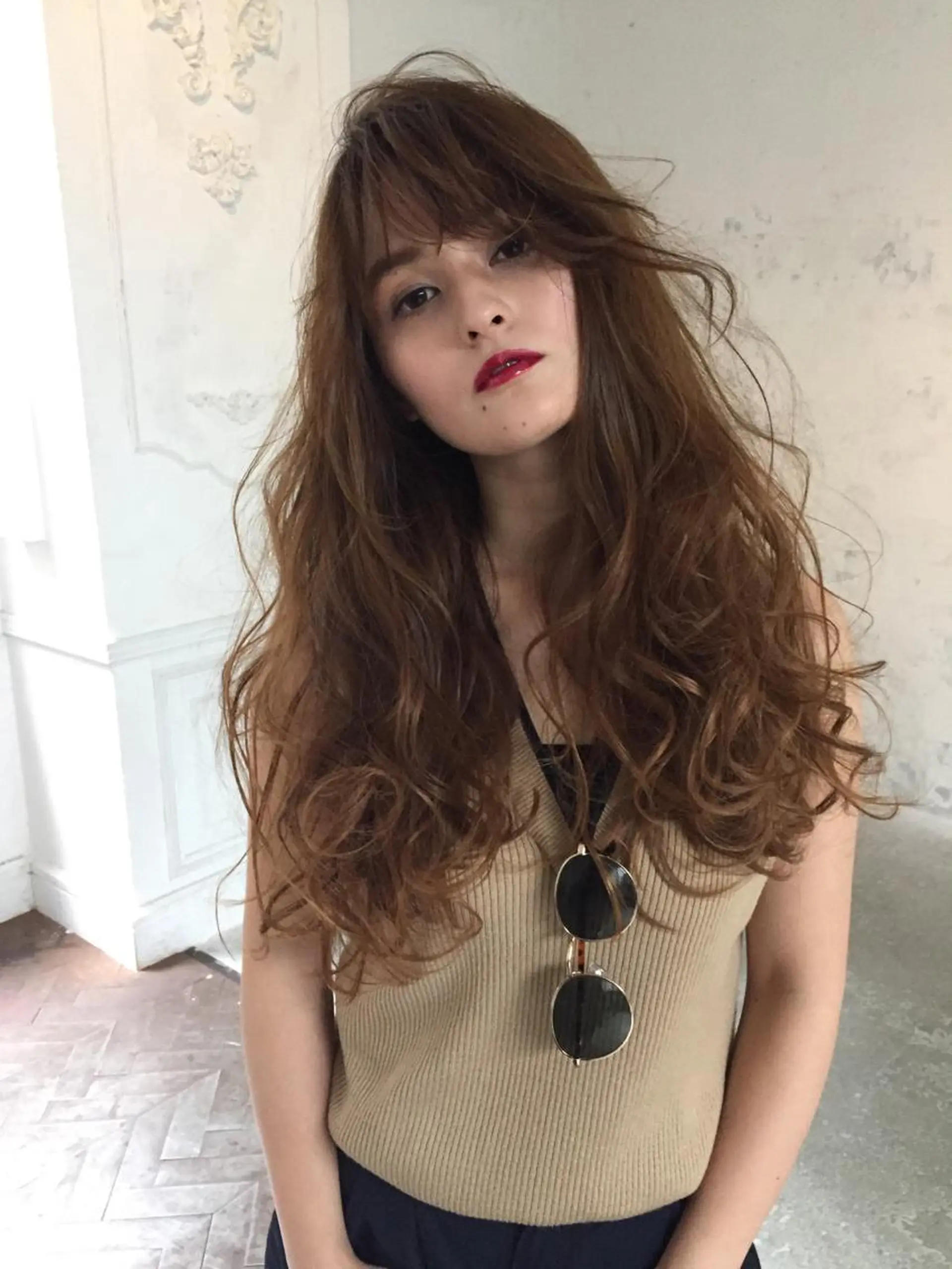 ロング カラー パーマ ロング 舘野 太嘉宏のヘアスタイル