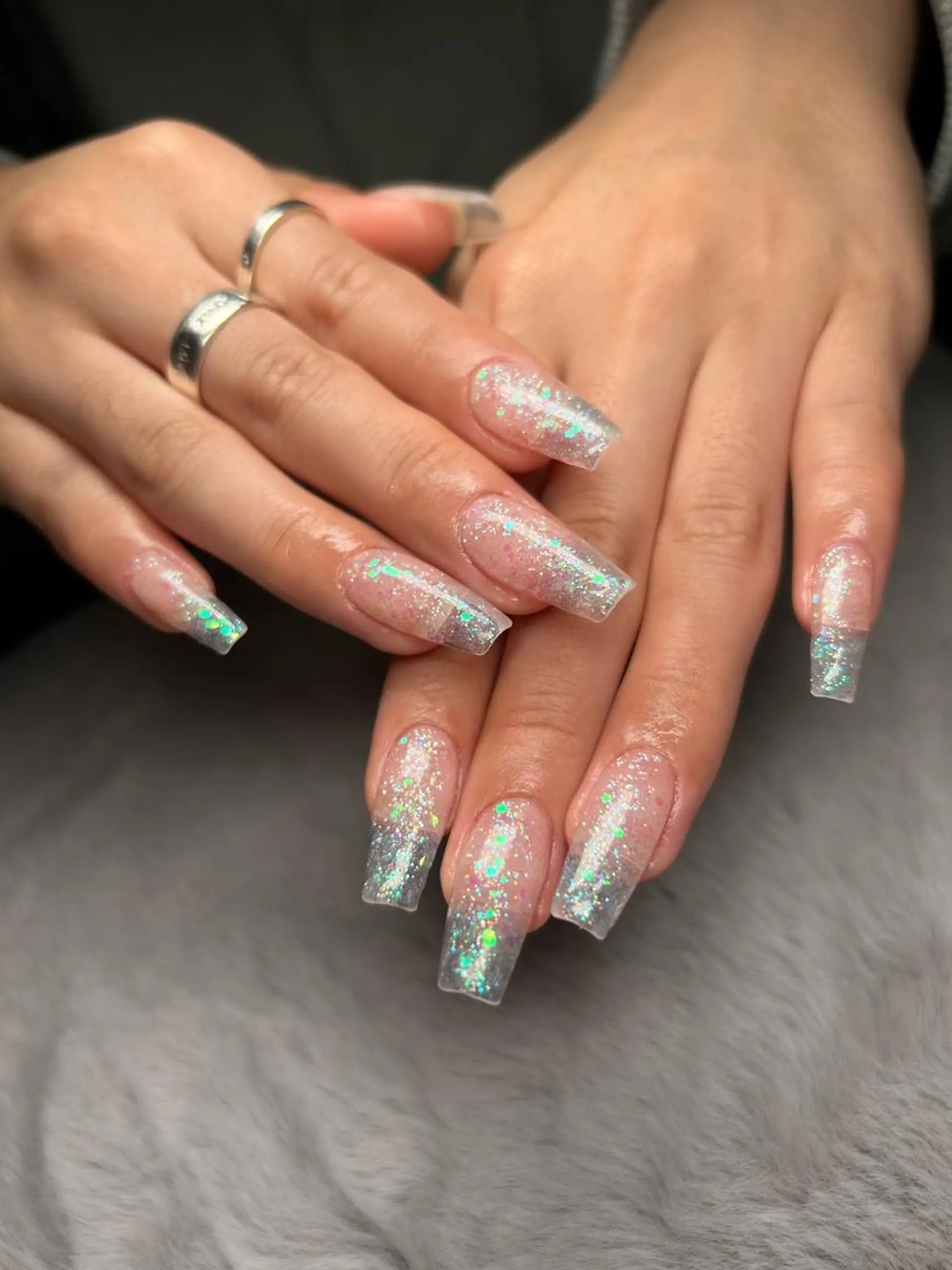 ネイル オーロラネイル クリアネイル 長さ出し ジェルネイル ラメ(グリッター) Bianca 美浜店 masuのネイルデザイン