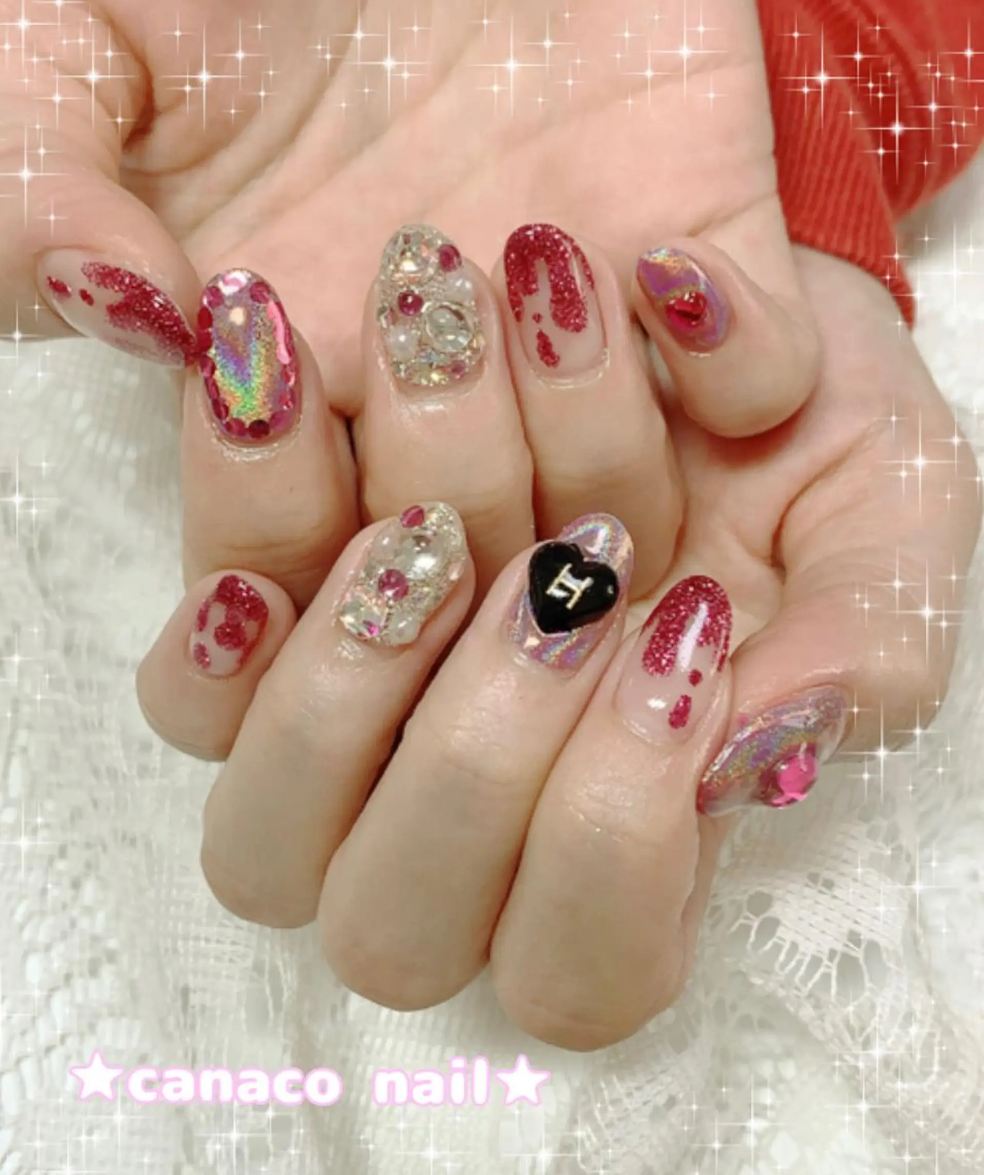 ネイル ラメ(グリッター) ストーンネイル Felice所属・ベテランネイル cnc nailのネイルデザイン