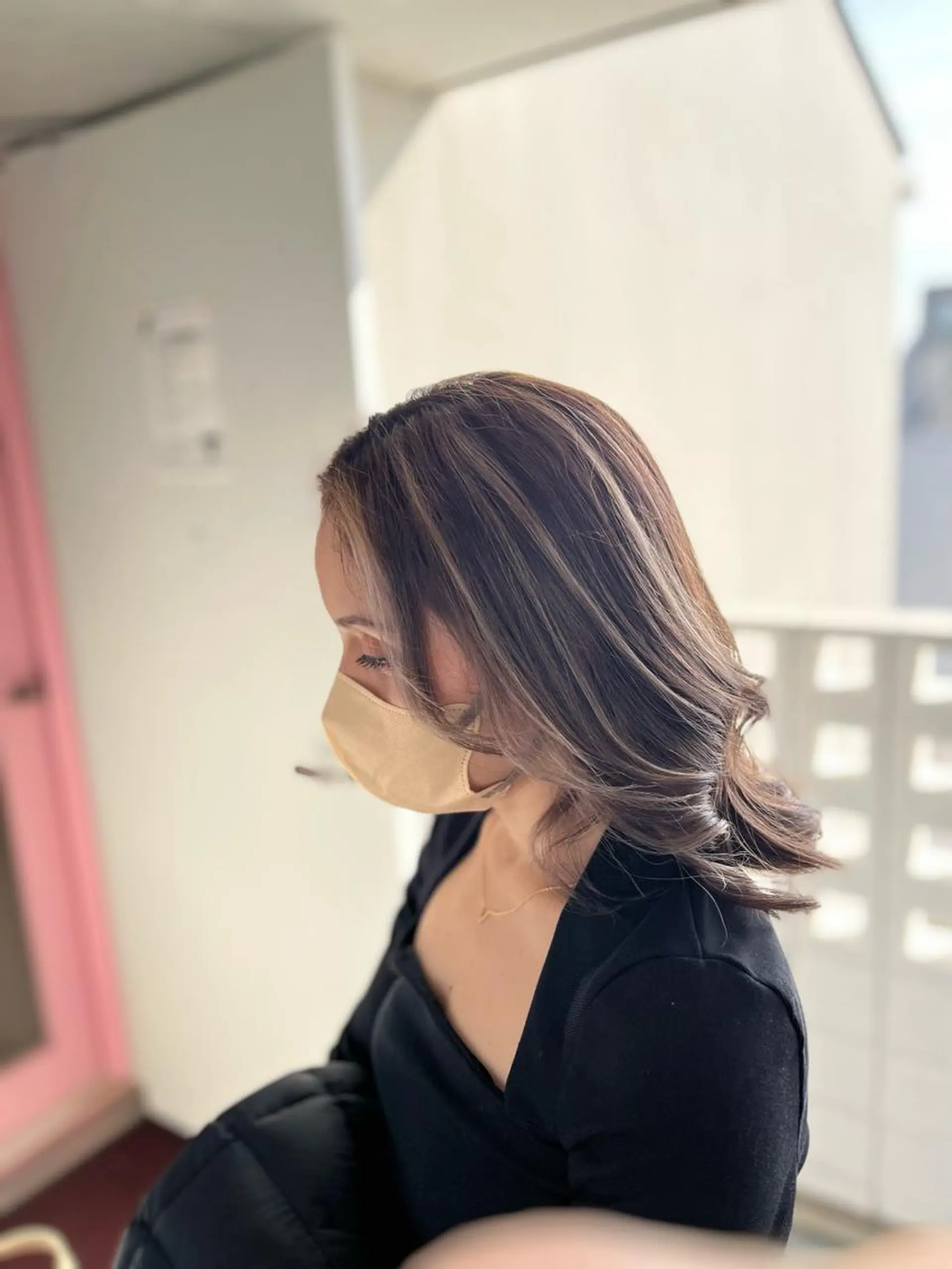 セミロング カラー ヘアアレンジ ハイライトカラー メッシュ 外国人風カラー ハイライト メンズ特化/パーマ/ 骨格矯正カット/真人のヘアスタイル