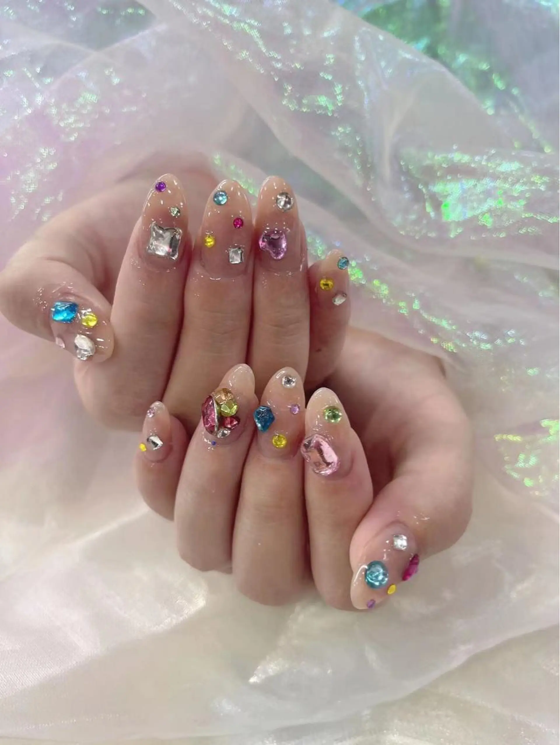 ネイル ストーンネイル ラベンダー💖日暮里 ルル💖ネイルのネイルデザイン