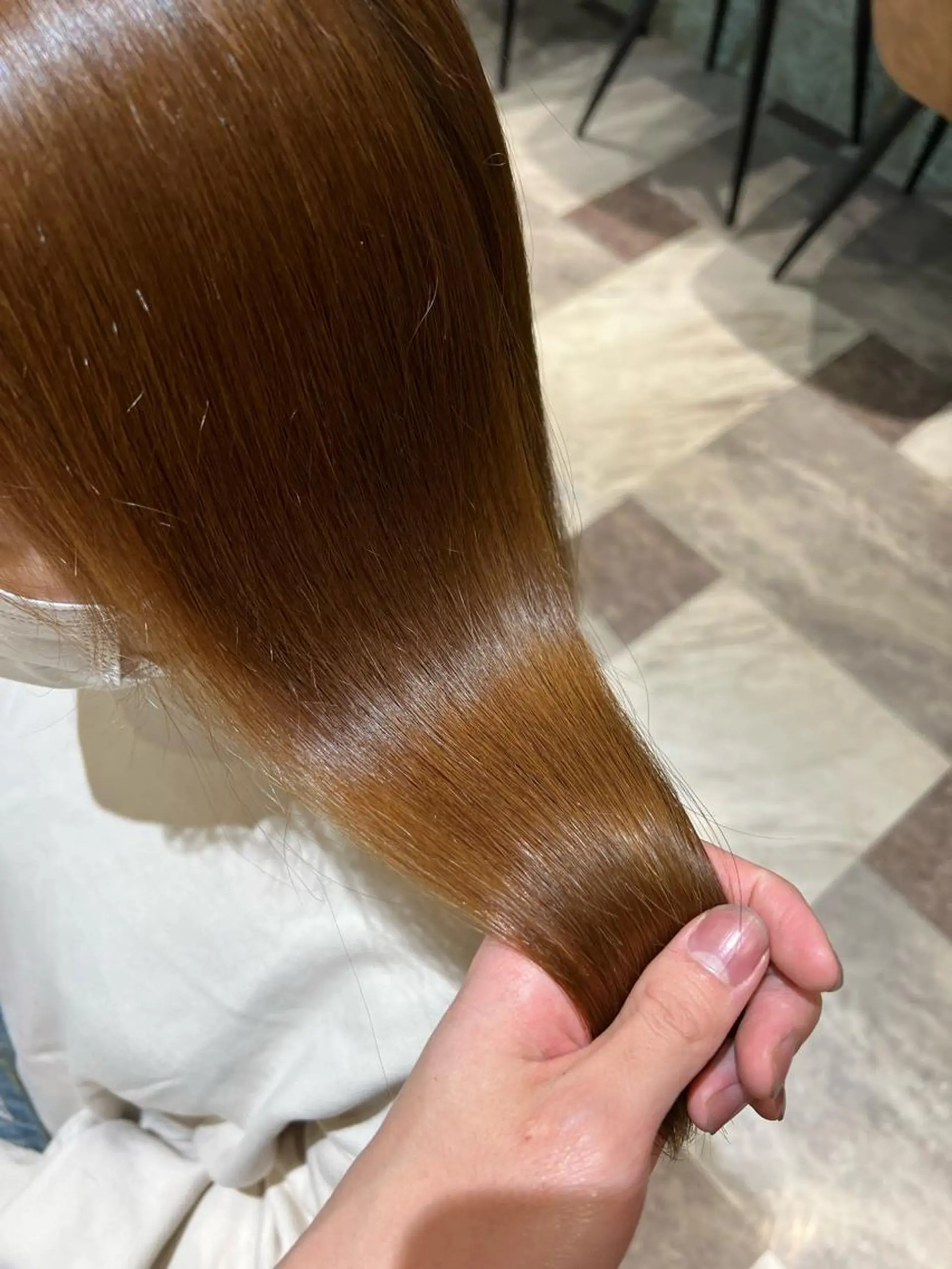 セミロング カット 縮毛矯正 トリートメント レイヤーカット/ 顔周り 五島巨幹のヘアスタイル