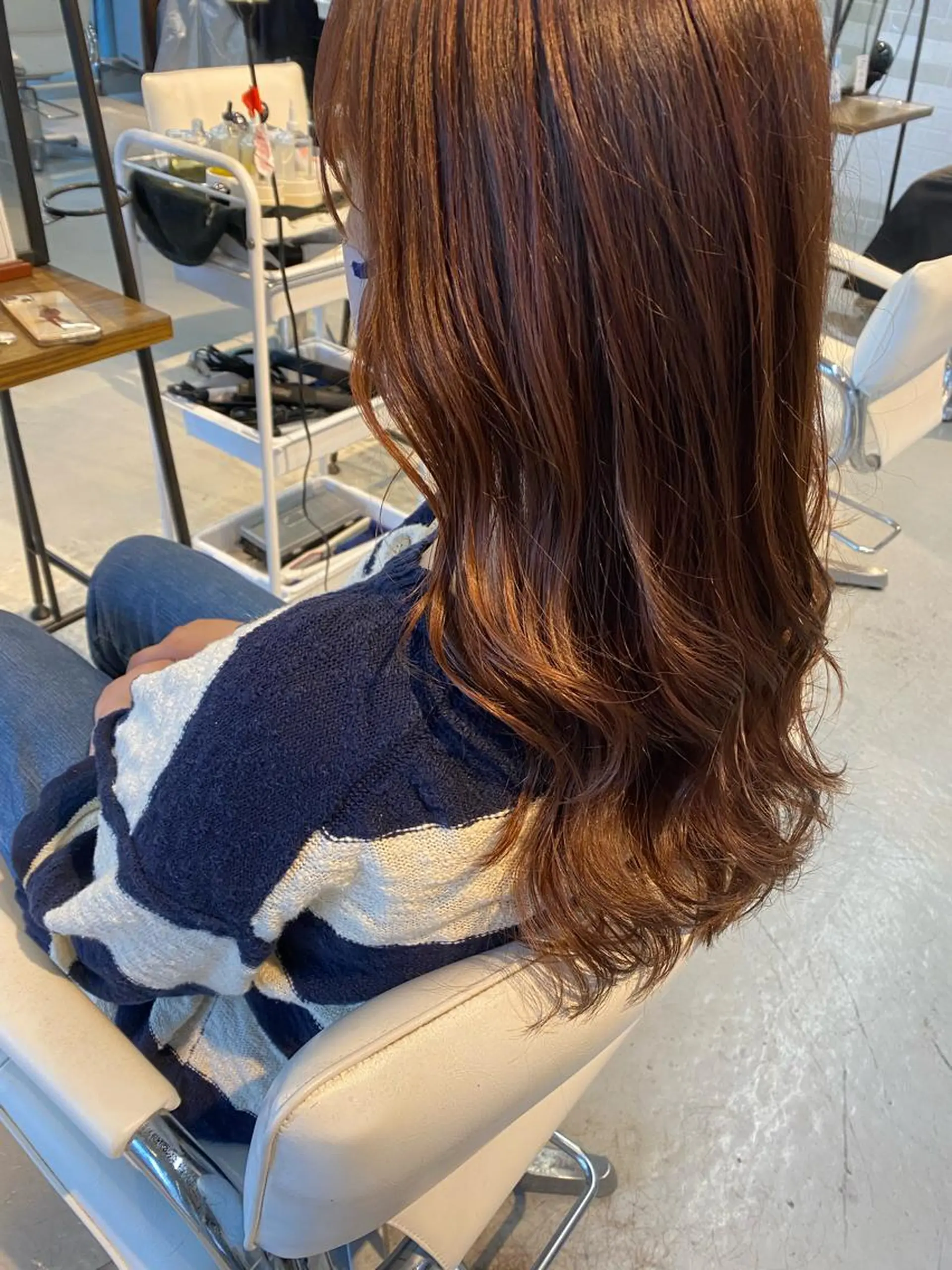 ロング カラー ブリーチ ブラウンカラー ブリーチなしカラー オレンジ オレンジブラウン カット ヘアカラー トリートメント ｱｵﾇﾏﾐﾕ☁️ /ボブ/ハイトーン/のヘアスタイル