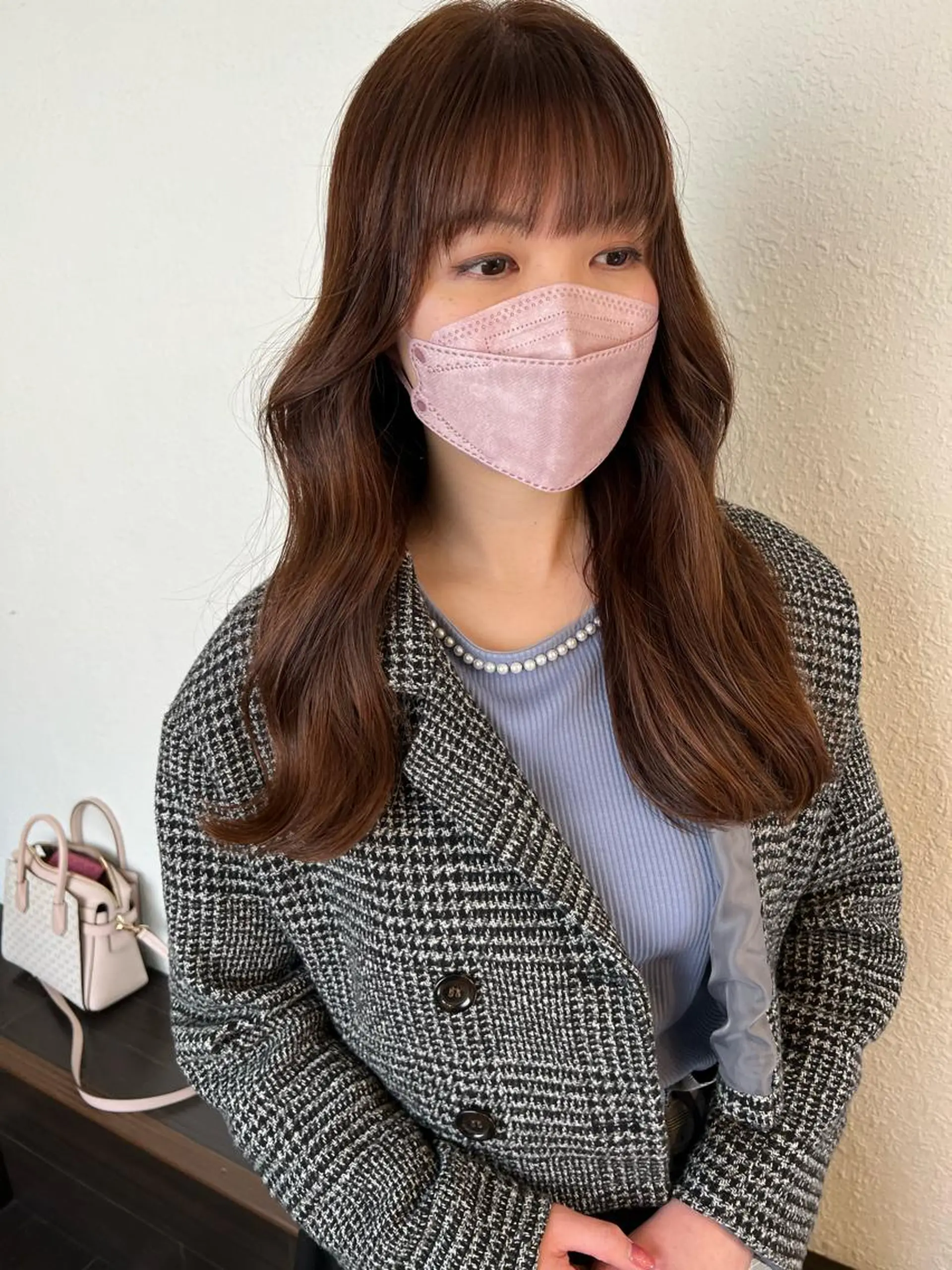 セミロング ピンクブラウン 名駅/艶韓国風ヘア miyabiのヘアスタイル