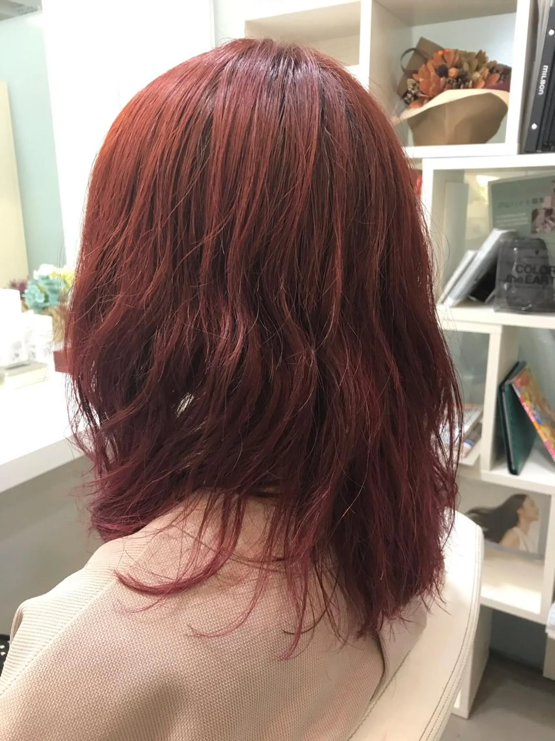 ミディアム カラー YASU🍎CUT 赤系カラー/ヘアケアのヘアスタイル