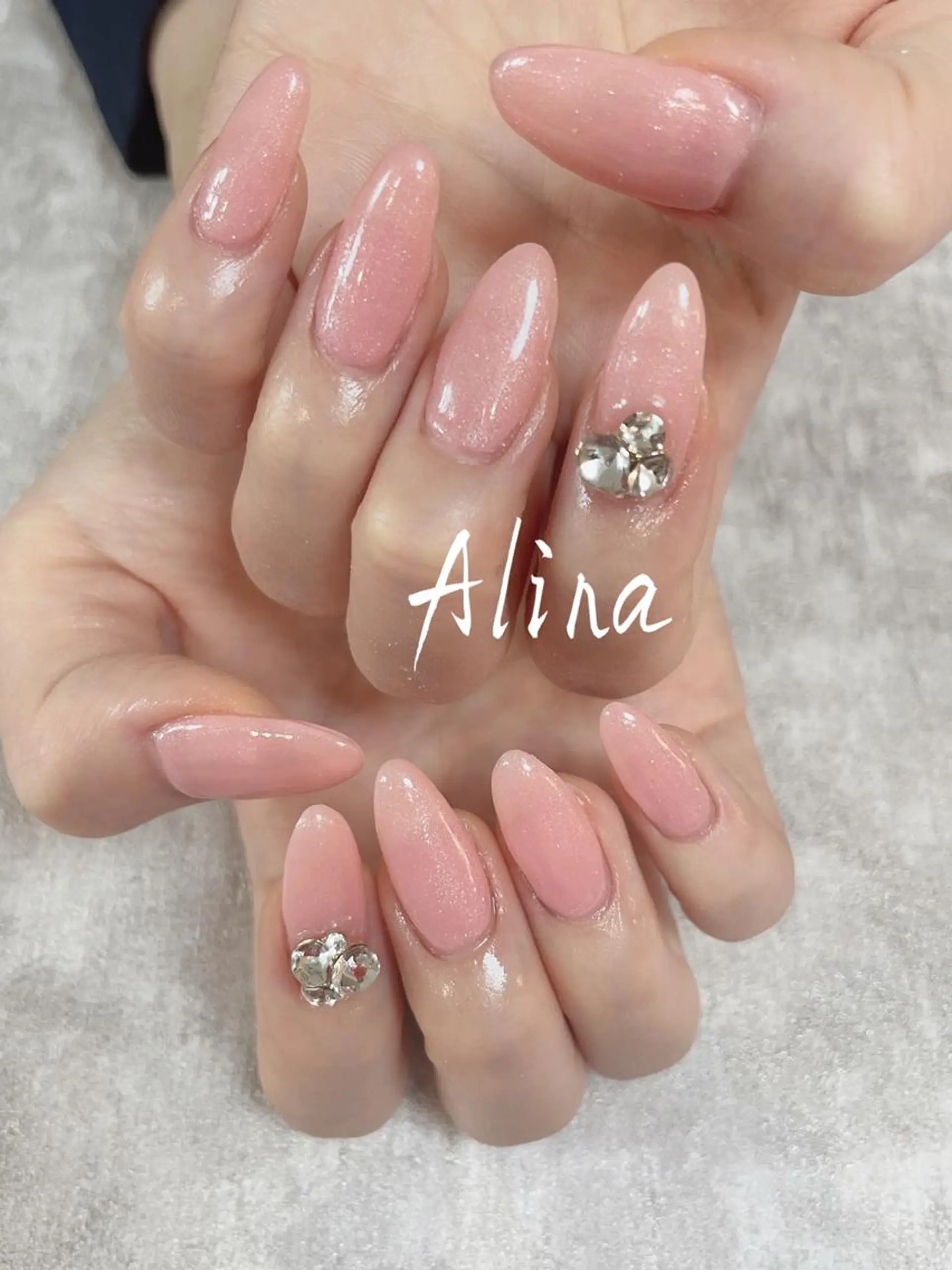 ロング ネイル ワンカラーネイル ピンク スカルプネイル ハンドネイル Alina エリナのネイルデザイン