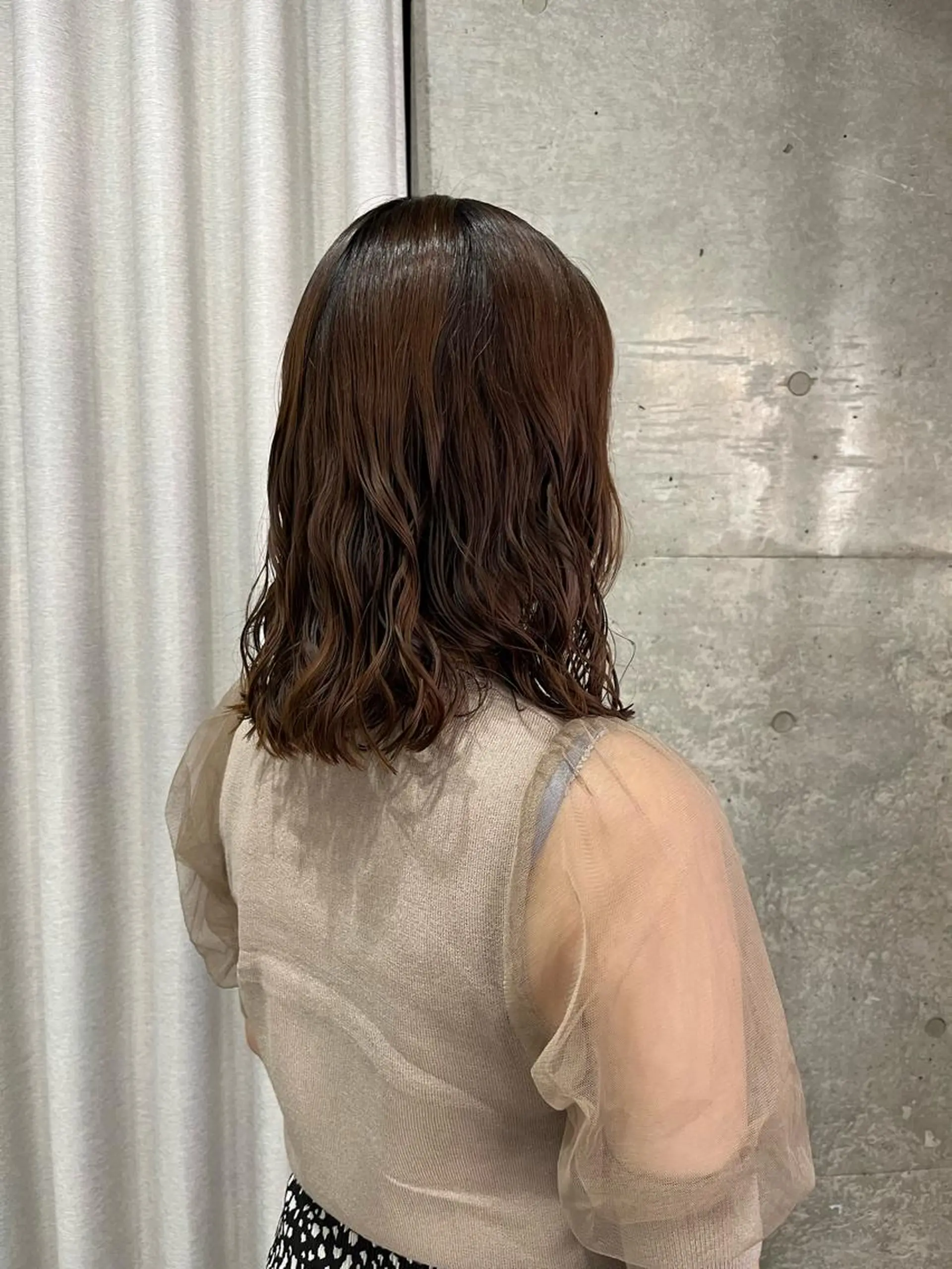 ミディアム パーマ カット ヘアカラー パーマ ロングパーマ木村 ボブパーマのヘアスタイル