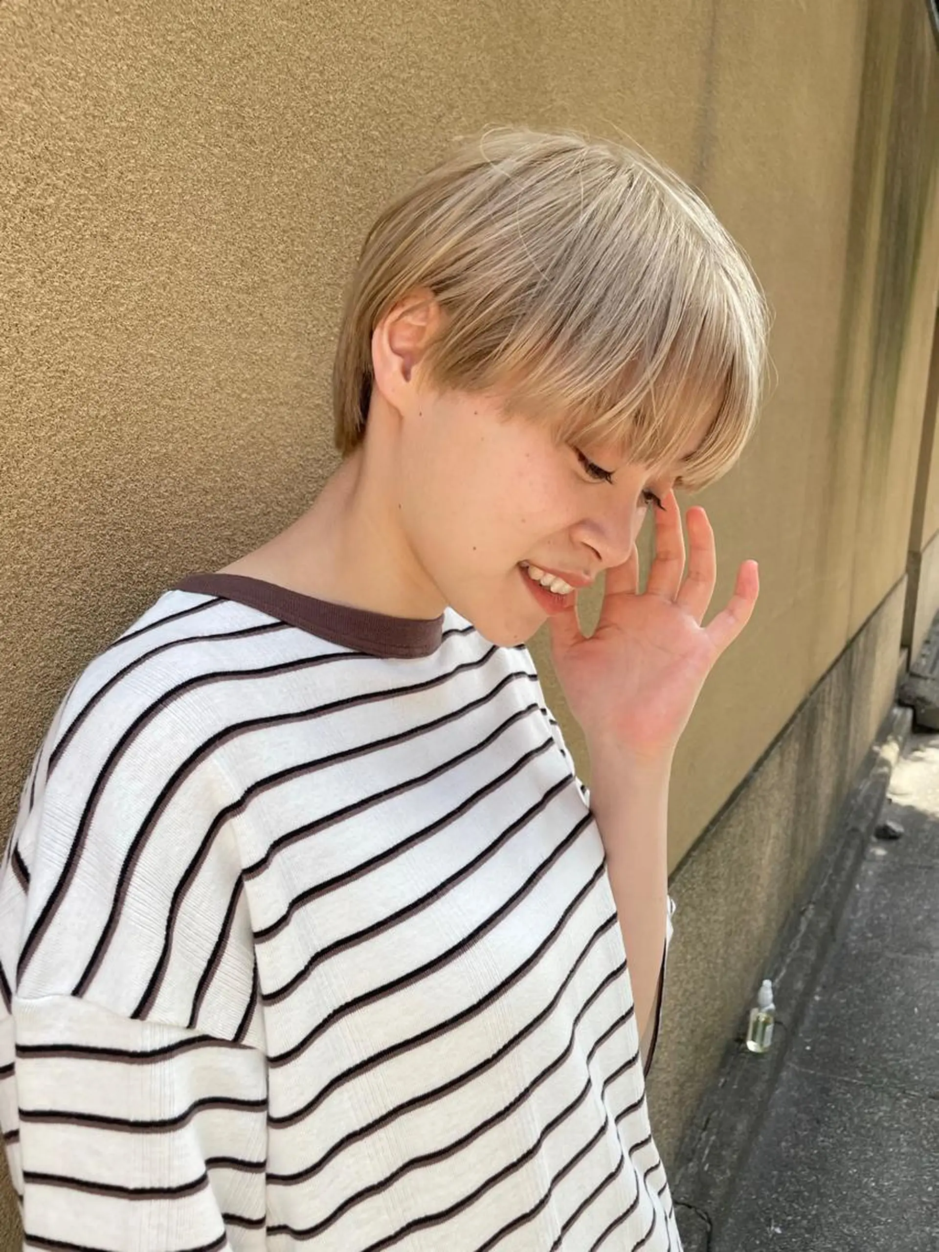 ショート カラー ベージュカラー ブロンド ブロンドベージュ ヘアカラー トリートメント ボブ/レイヤー/ケア パーマ/リュウタのヘアスタイル