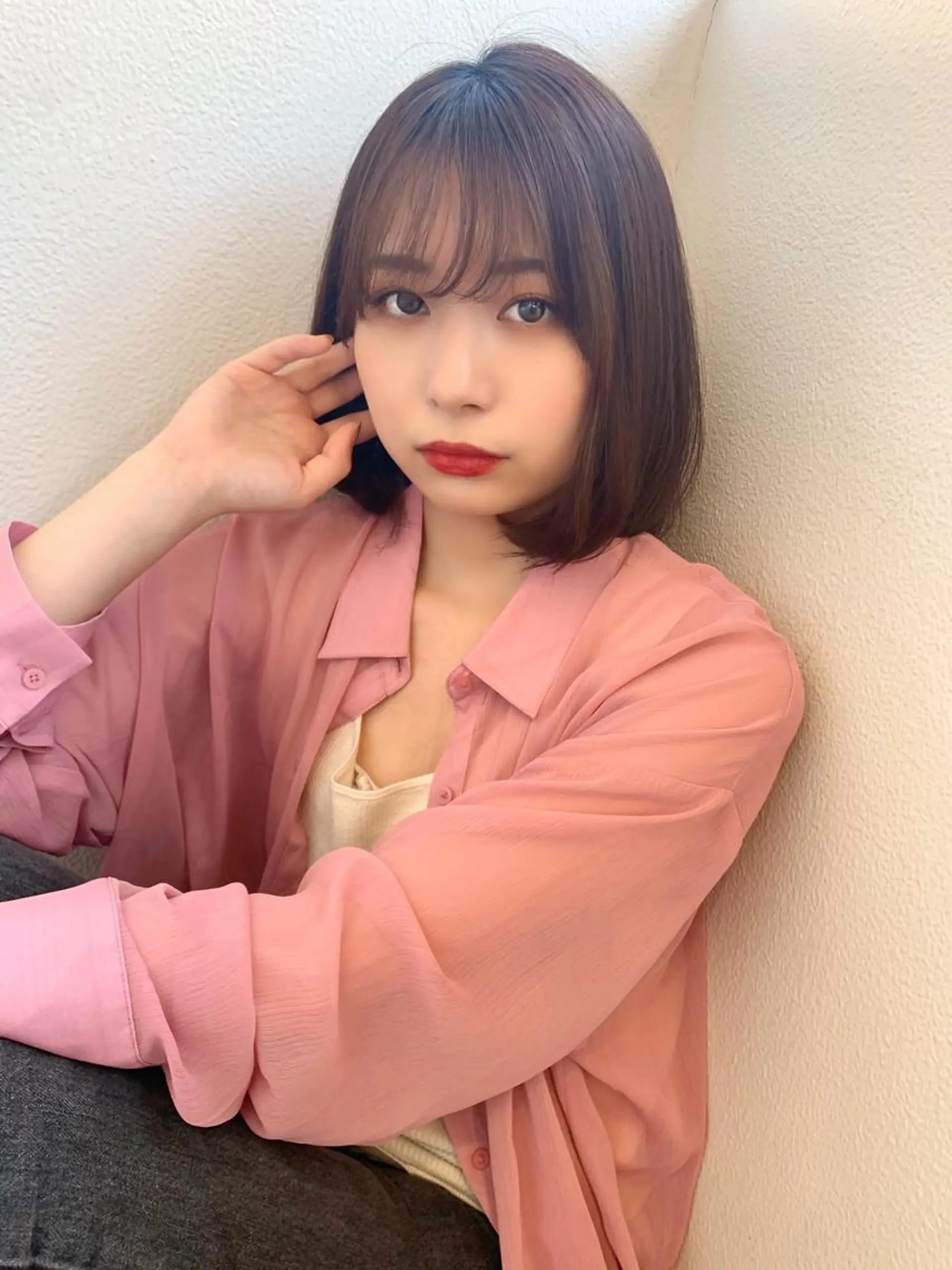 ミディアム カラー ブラウンカラー チョコレートブラウン ボブ カット ヘアカラー トリートメント 藤間 帆乃夏（とうまほのかのヘアスタイル