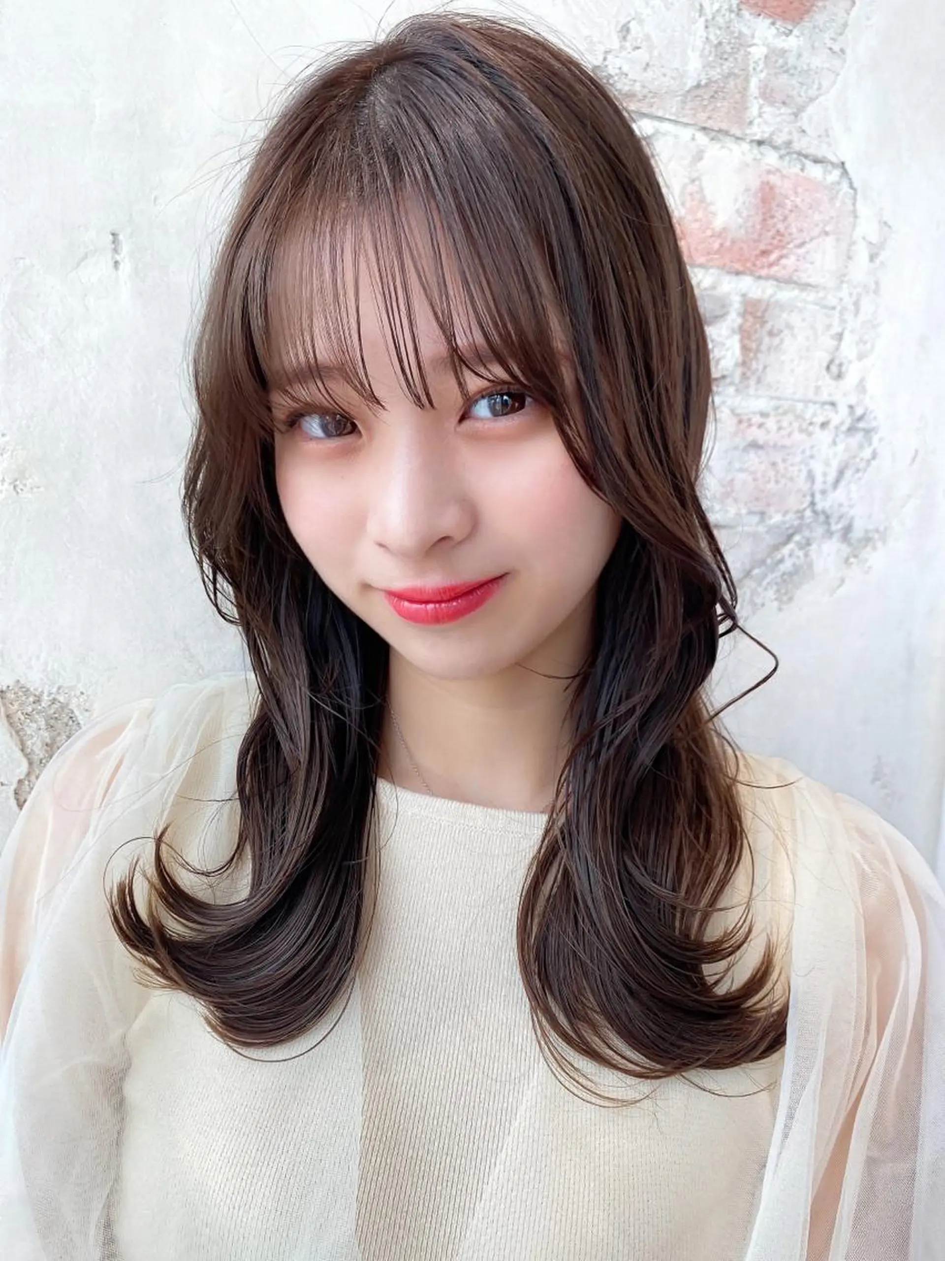 セミロング カラー ベージュカラー ブラウンカラー ブラウンベージュ くびれヘア 顔周りカット カット ヘアカラー トリートメント 顔周り/くびれヘア 韓国ヘア💕風間るなのヘアスタイル