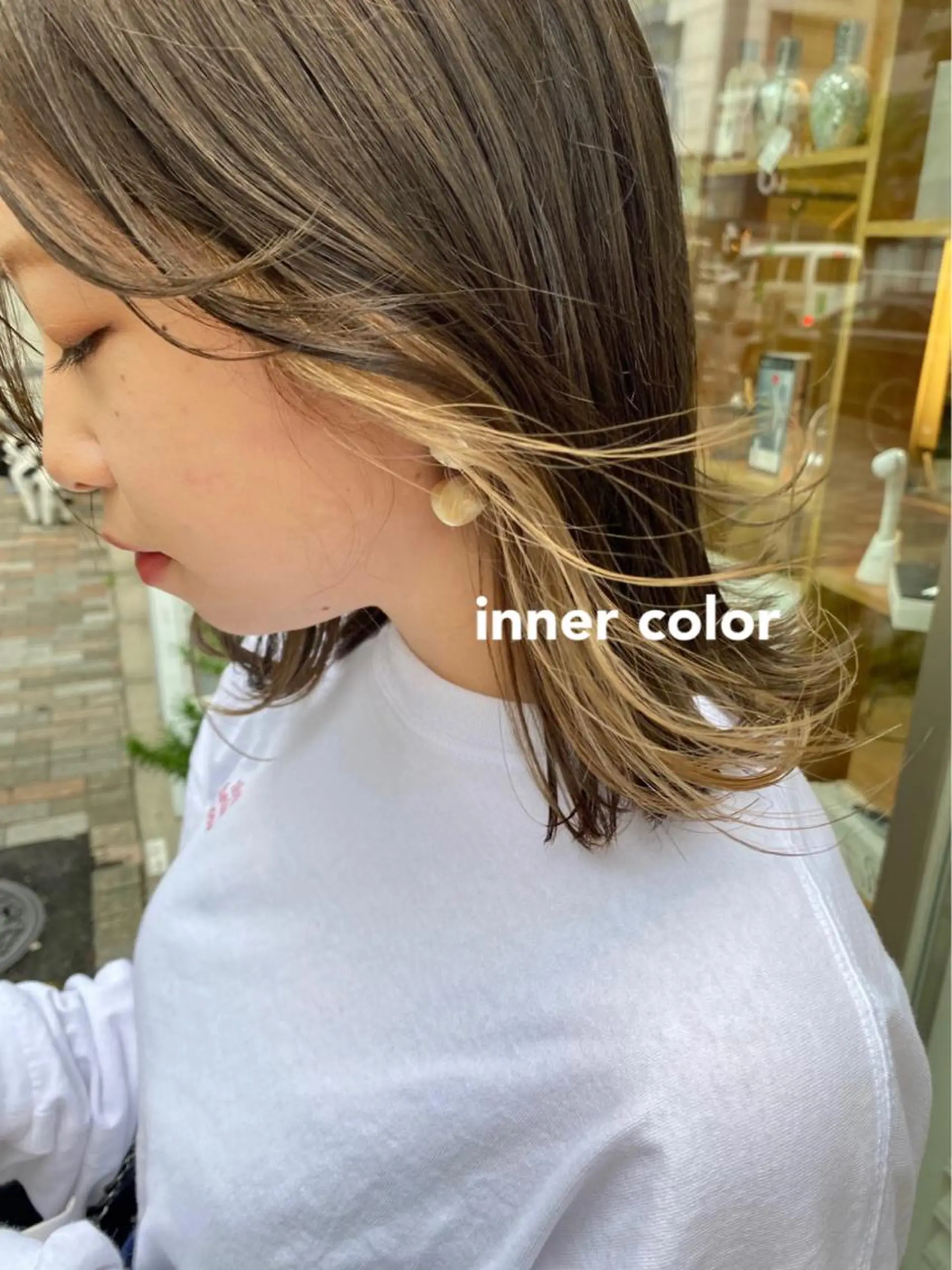 ミディアム カラー イヤリングカラー ヘアカラー トリートメント 赤み消し/透明感 🪽◝✩ 武者春花のヘアスタイル