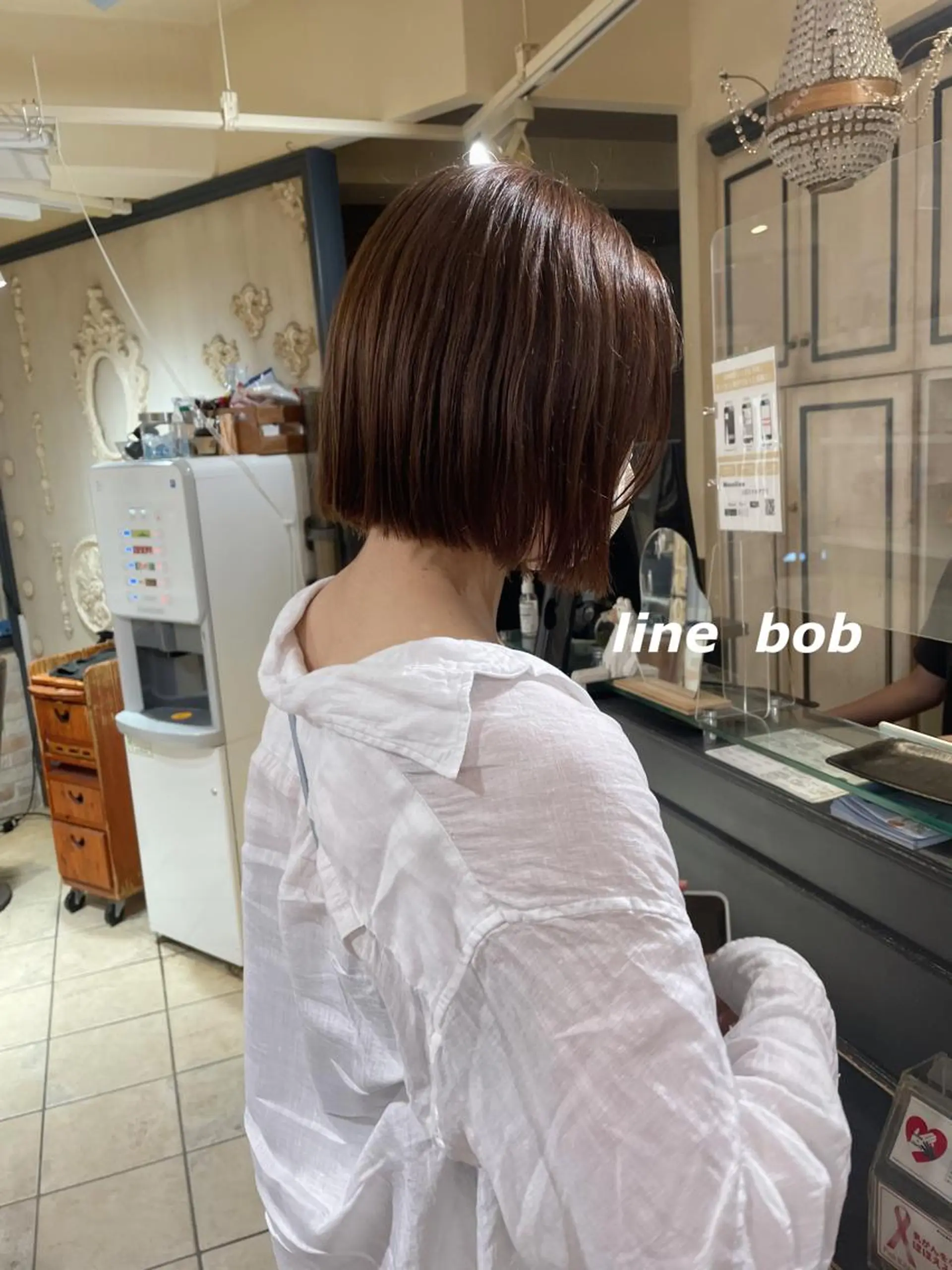 ミディアム カラー ボブ カット トリートメント 切りっぱなしボブ ソノキユウカのヘアスタイル