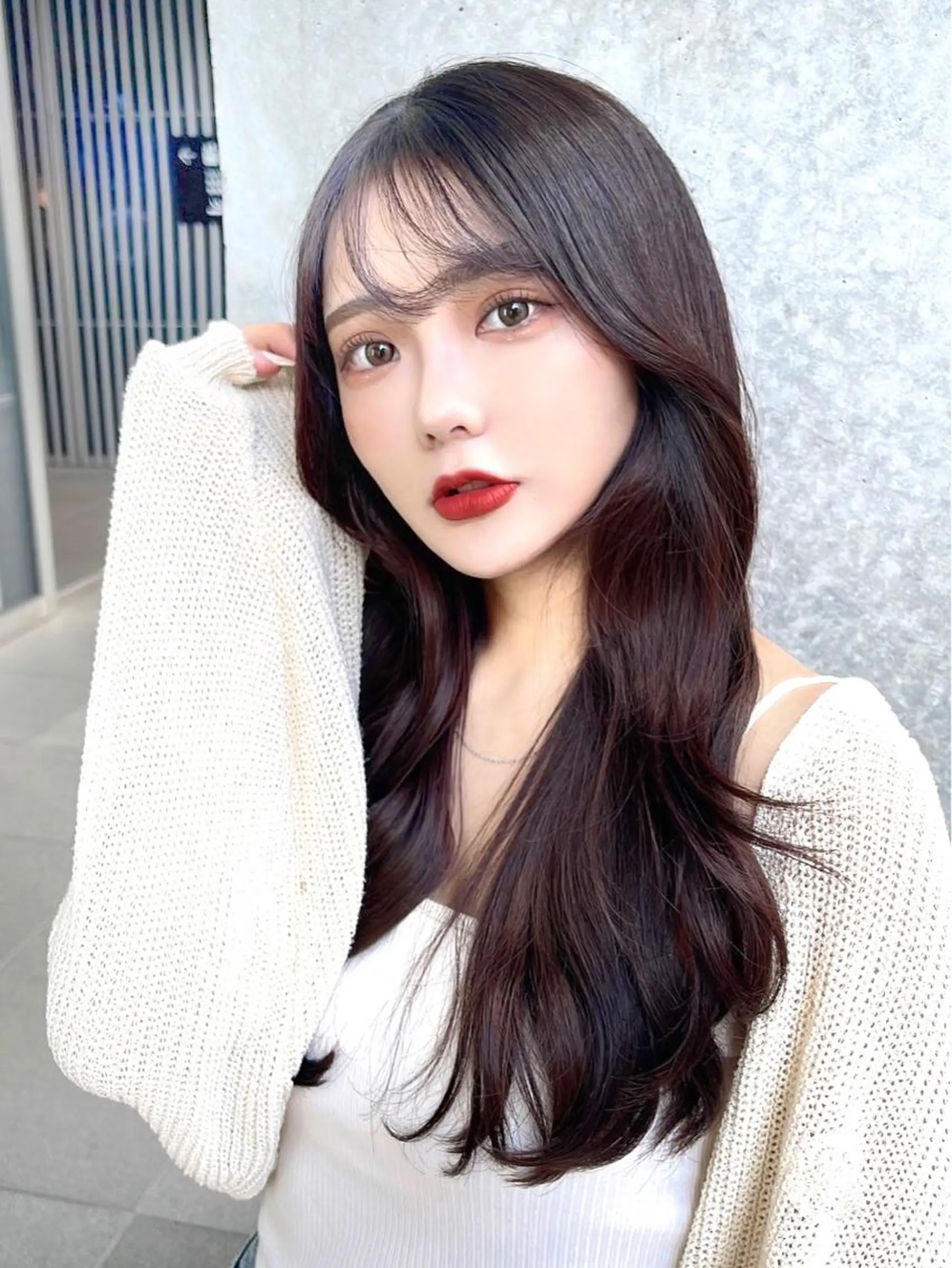 ロング カラー アッシュ ベージュカラー 黒髪 ブリーチ ブルーカラー 顔周り特化/韓国ヘア /レイヤー/吉野幸大のヘアスタイル