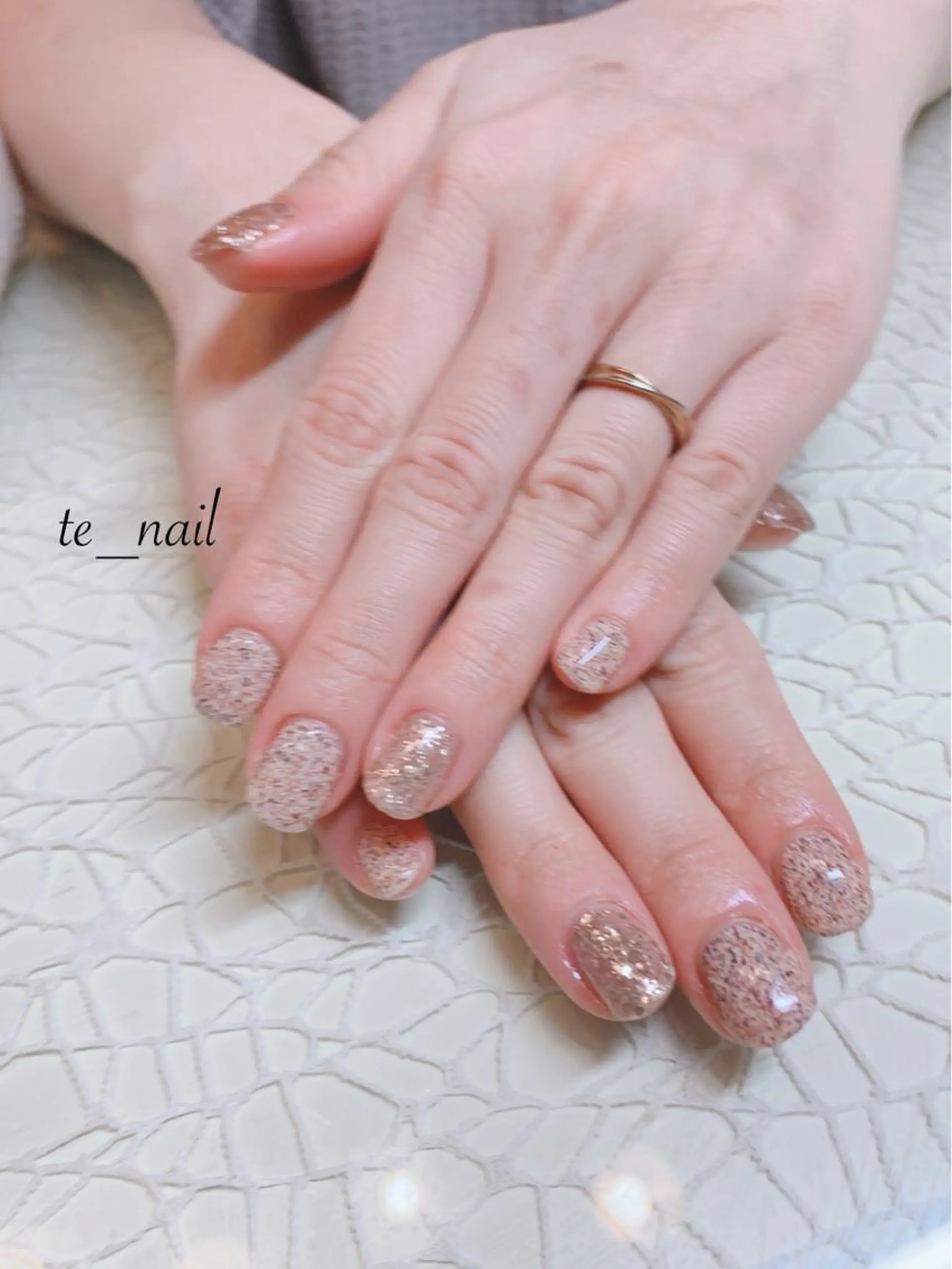 ネイル ラメ(グリッター) ストーンネイル ｔe_ nailのネイルデザイン