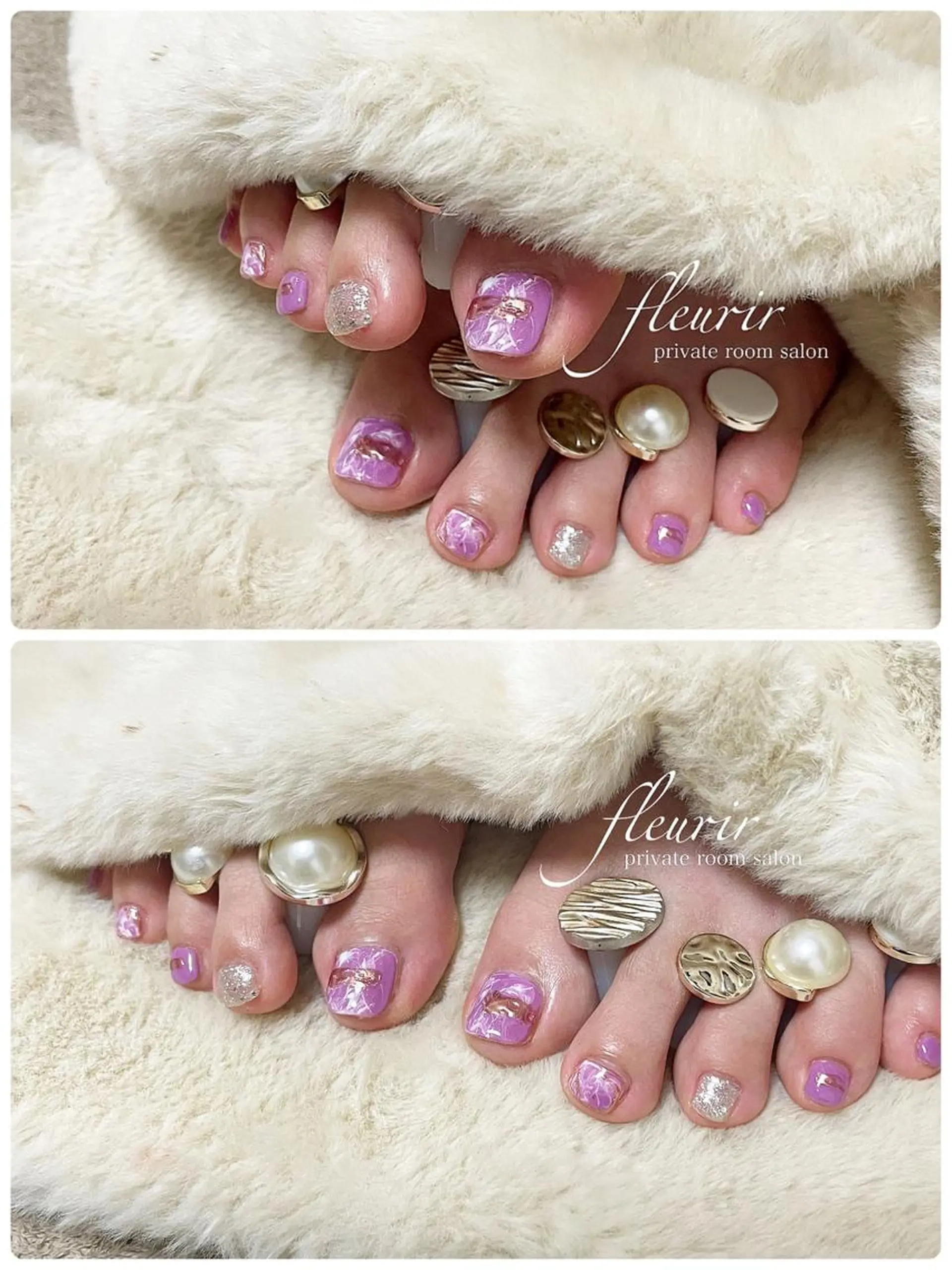 ネイル アートネイル フットネイル ゴールド 大理石ネイル(マーブル) ミラーネイル フルリール 【プライベートサロンのネイルデザイン