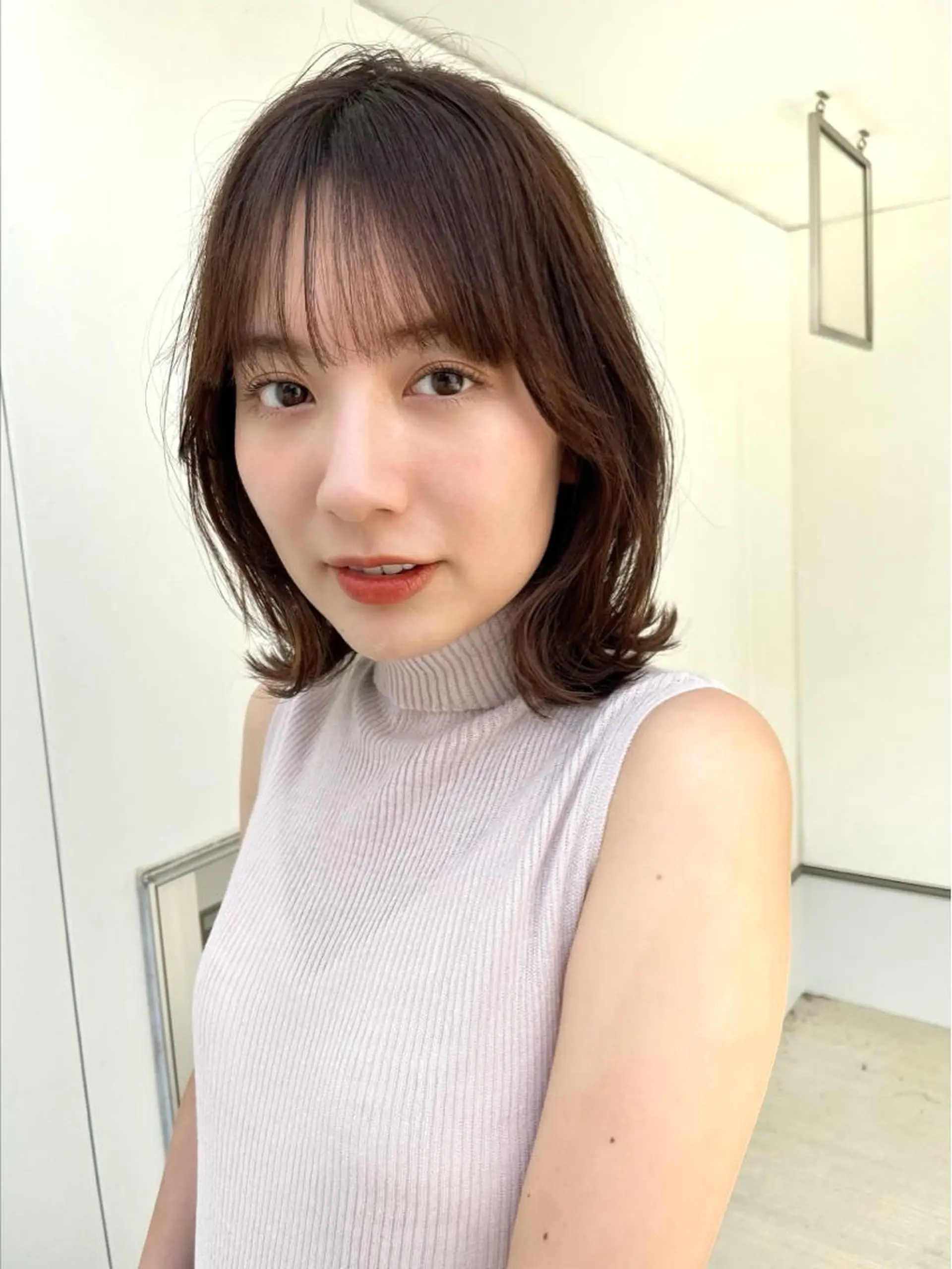 ミディアム カラー 結べるレイヤーボブ くびれLady表参道のヘアスタイル