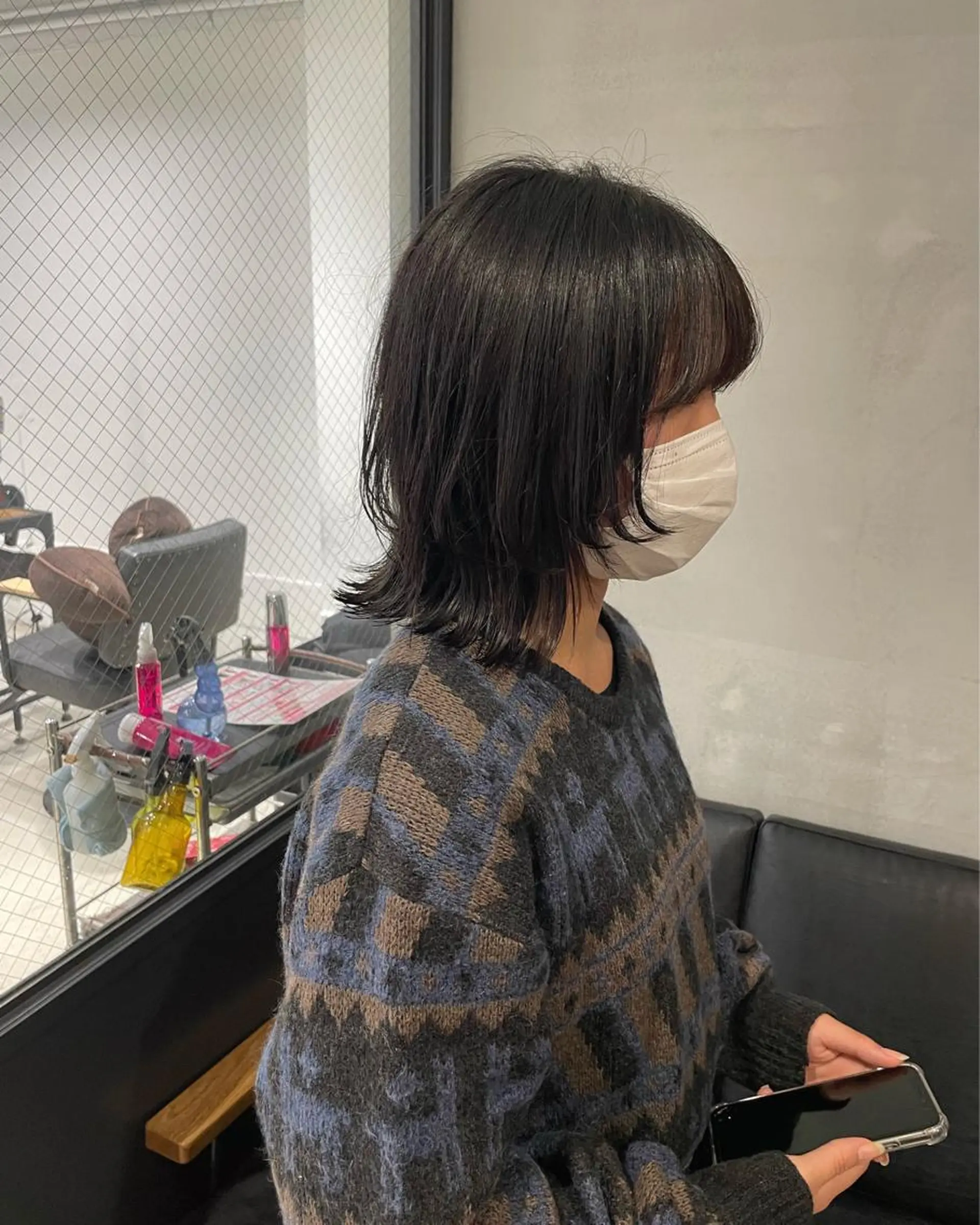 ミディアム カット 暖色カラー🍊 ボブ🌿顔周りcutのヘアスタイル