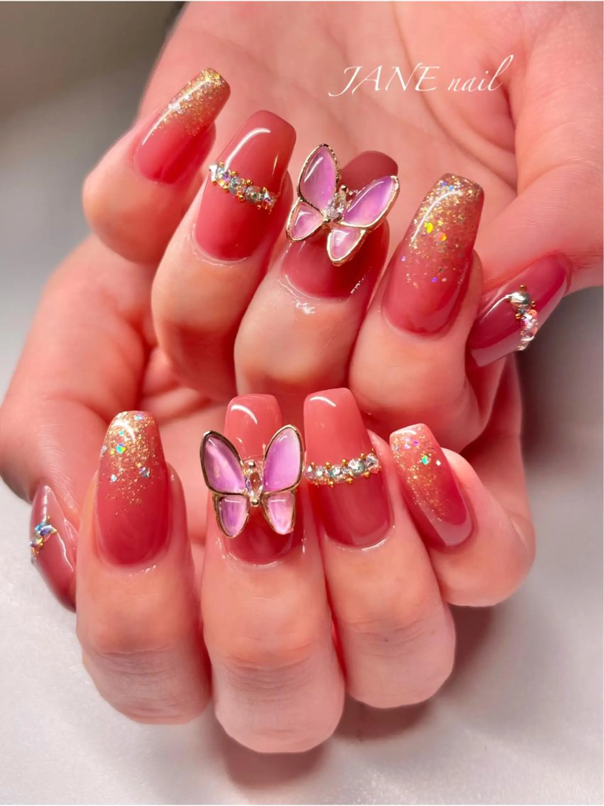 ネイル フットネイル スカルプネイル スクエアネイル バレンタイン 冬ネイル ハンドネイル Nail Salon JANEのネイルデザイン