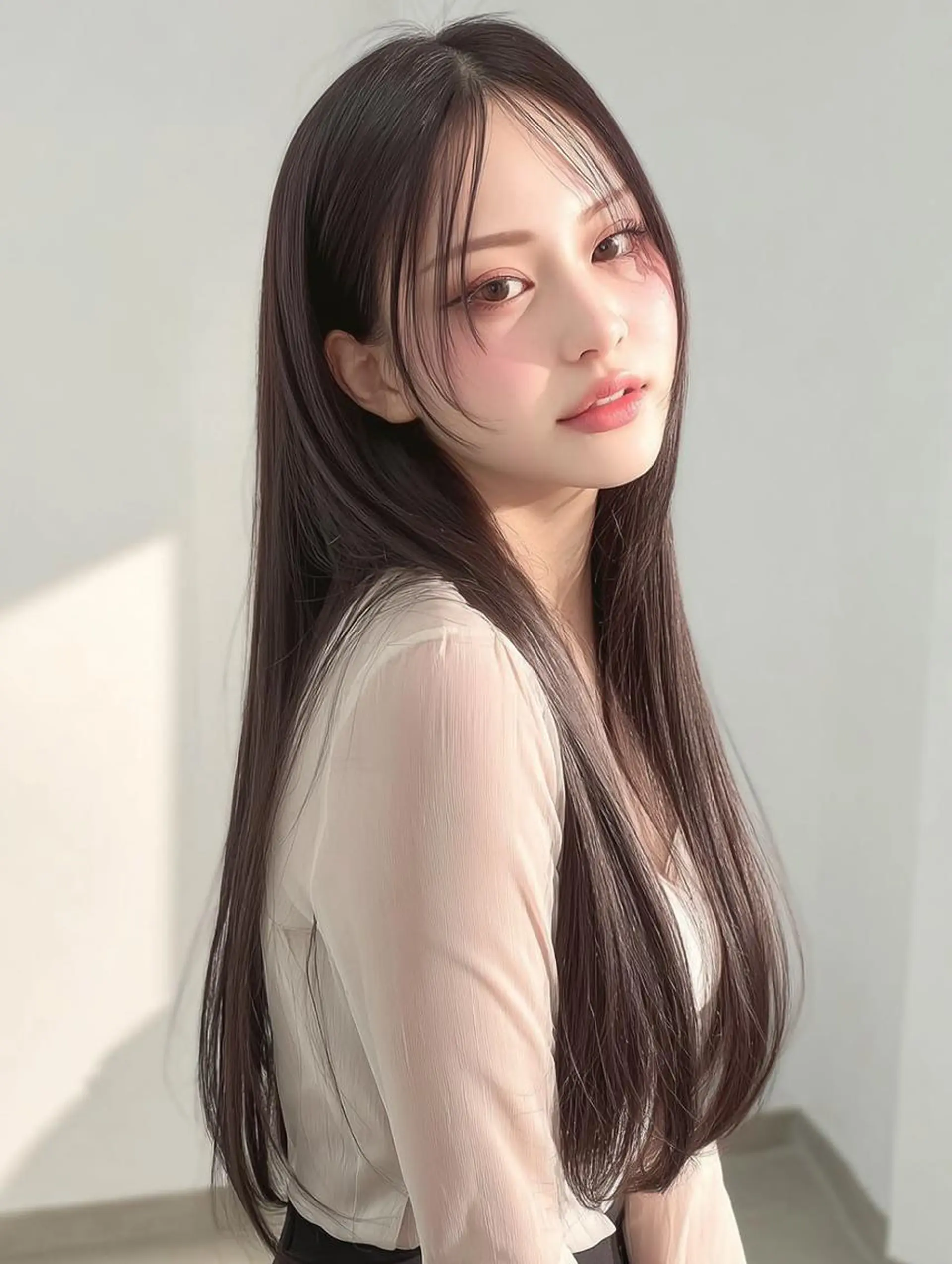 ロング 伸ばしかけ ハイライト 縮毛矯正 縮毛矯正 肥後 有紗のヘアスタイル