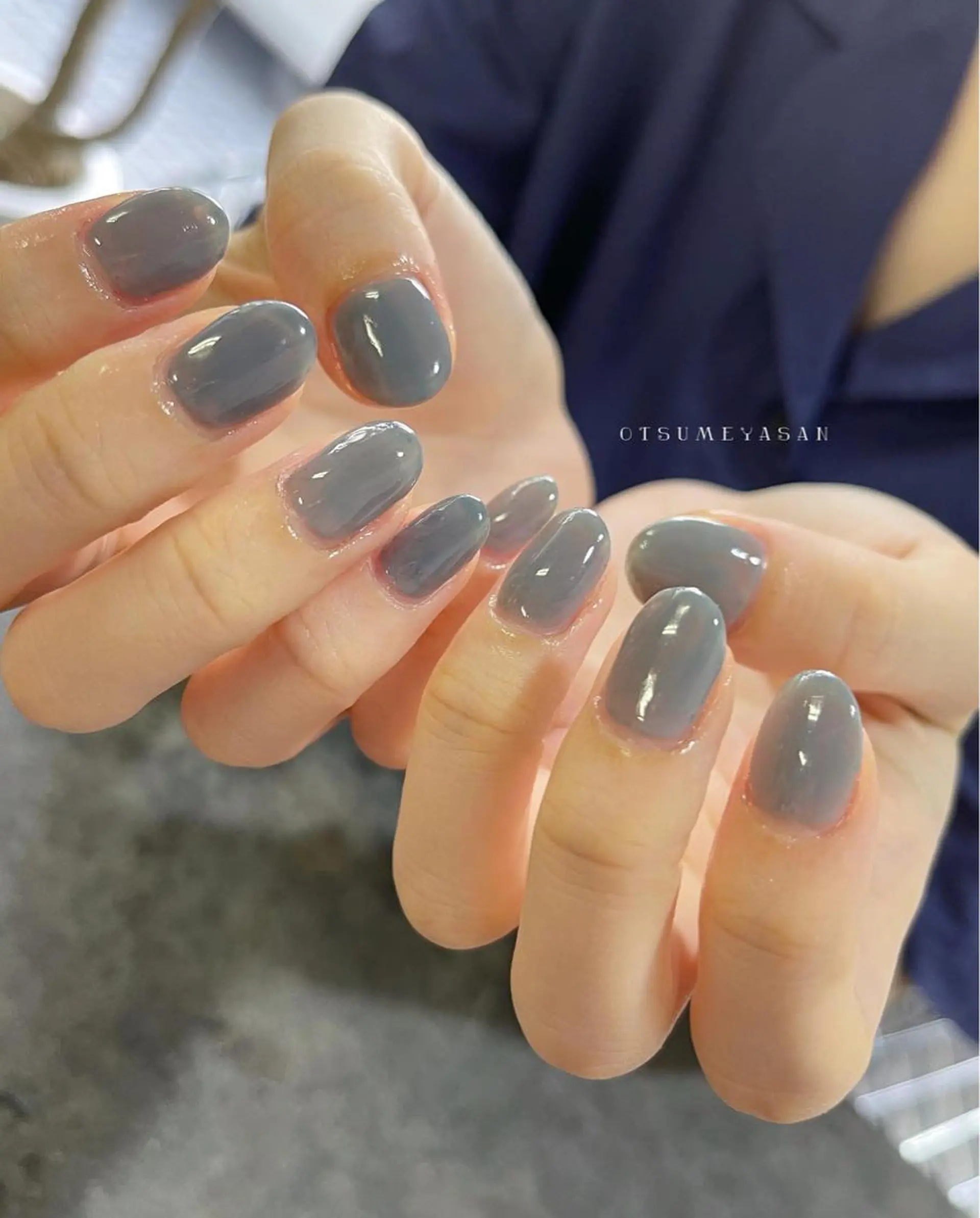 ネイル オーロラネイル ブルー ゴールド 韓国ネイル ワンカラーネイル otsumeyasan所属・わたなべ ちかのネイルデザイン