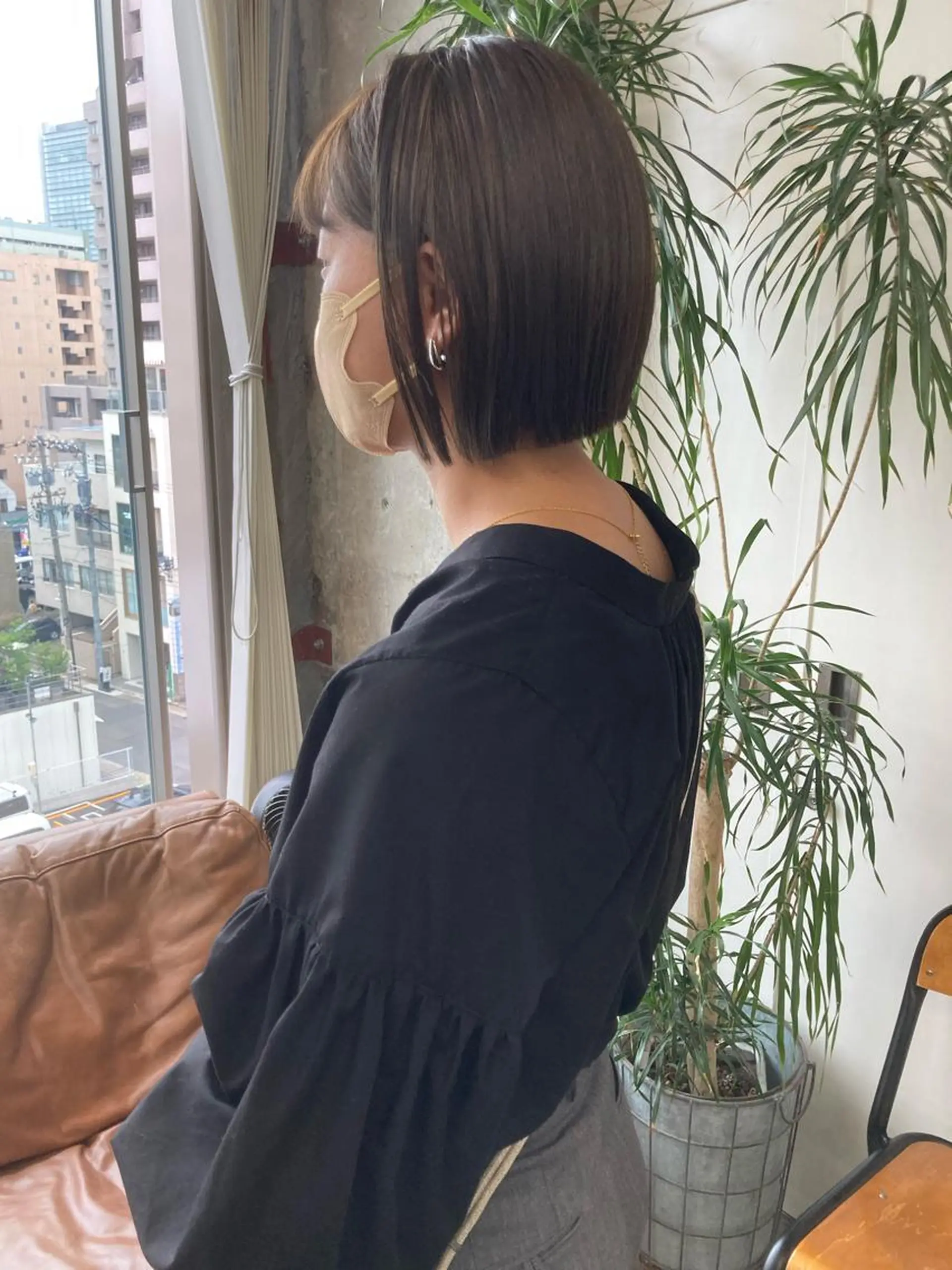 ミディアム カラー オリーブカラー カット 縮毛矯正 小木曽智美 /ボブ/ショートのヘアスタイル