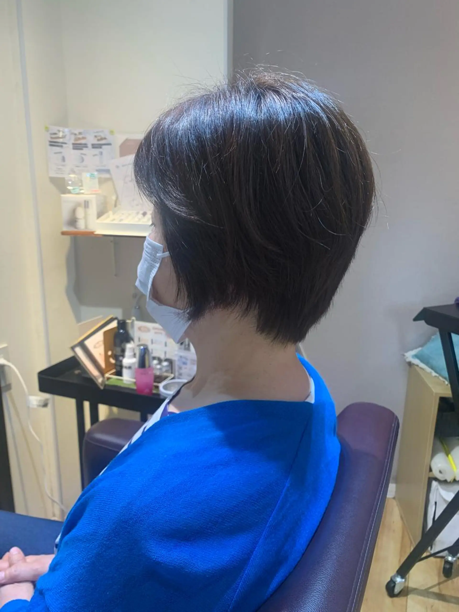 ショート カラー パーマ ヘアアレンジ メンズ キッズ テラコッタ 顔周りカット レイヤーカット ショートヘア ストレートパーマ ORGA所属・飯塚 朋代のヘアスタイル