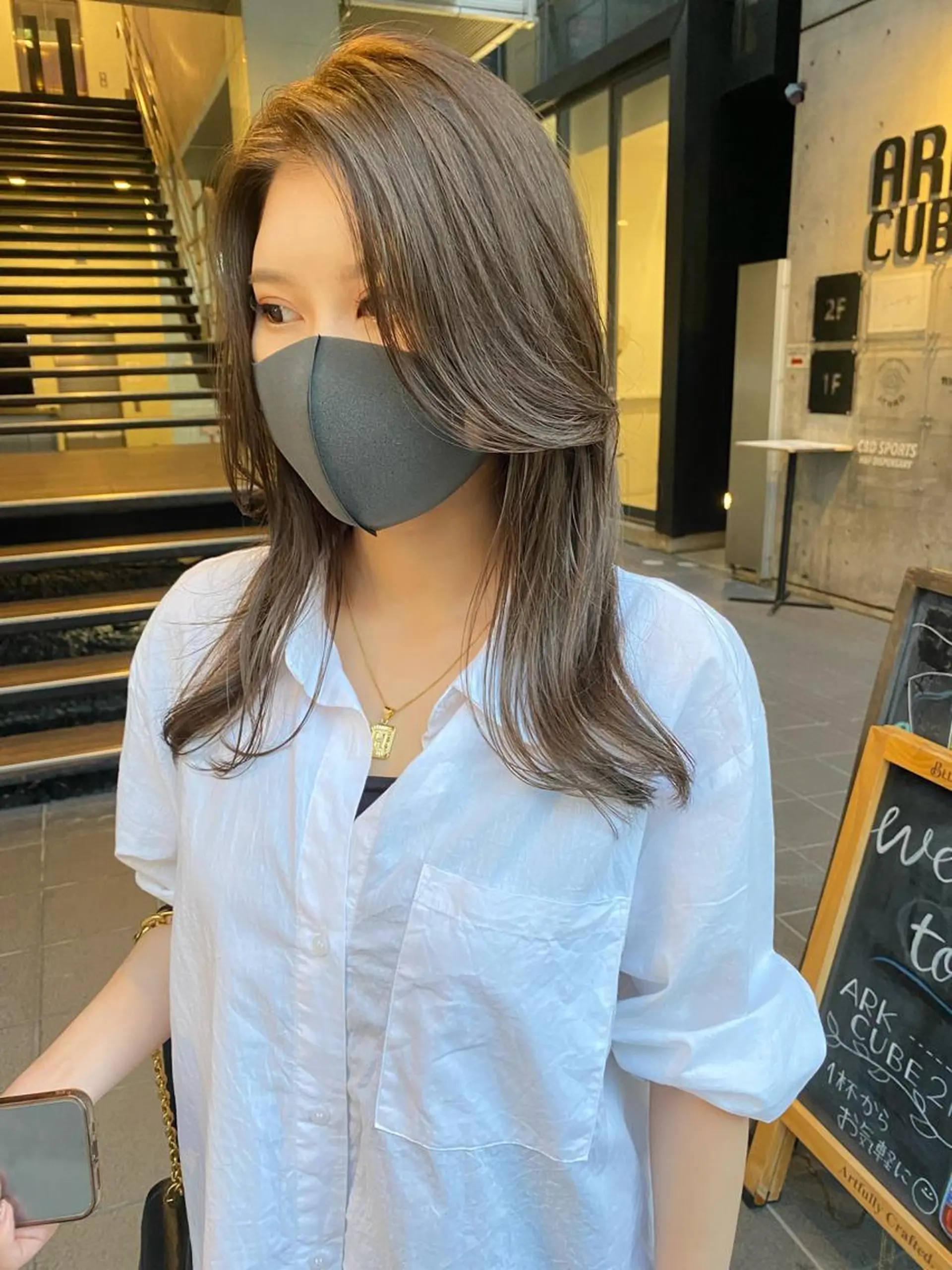 セミロング カラー パーマ ヘアアレンジ メンズ キッズ ネイル マツエク・マツパ umu.［韓国ヘア /ダウンパーマ］のヘアスタイル