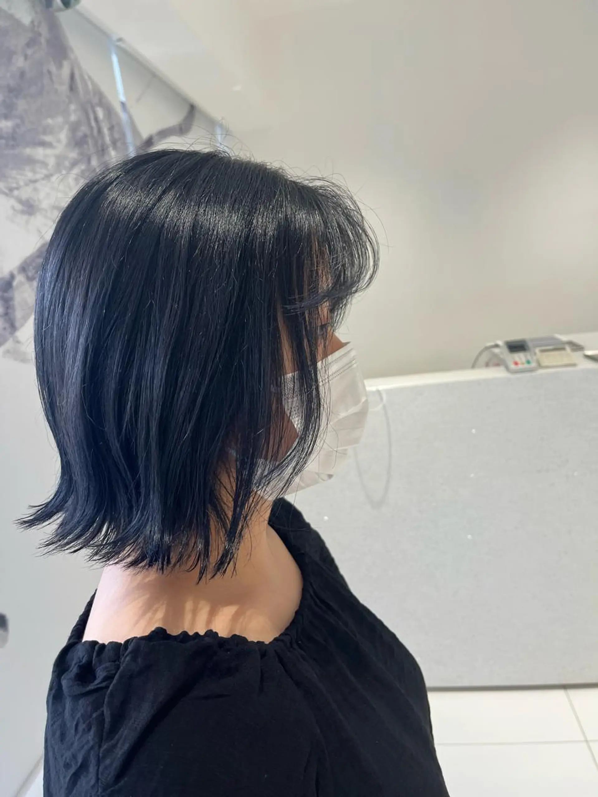 ミディアム カラー 黒髪 ブルーカラー ブルーブラック 透明感カラー BAROQUE gotou 🌙のヘアスタイル