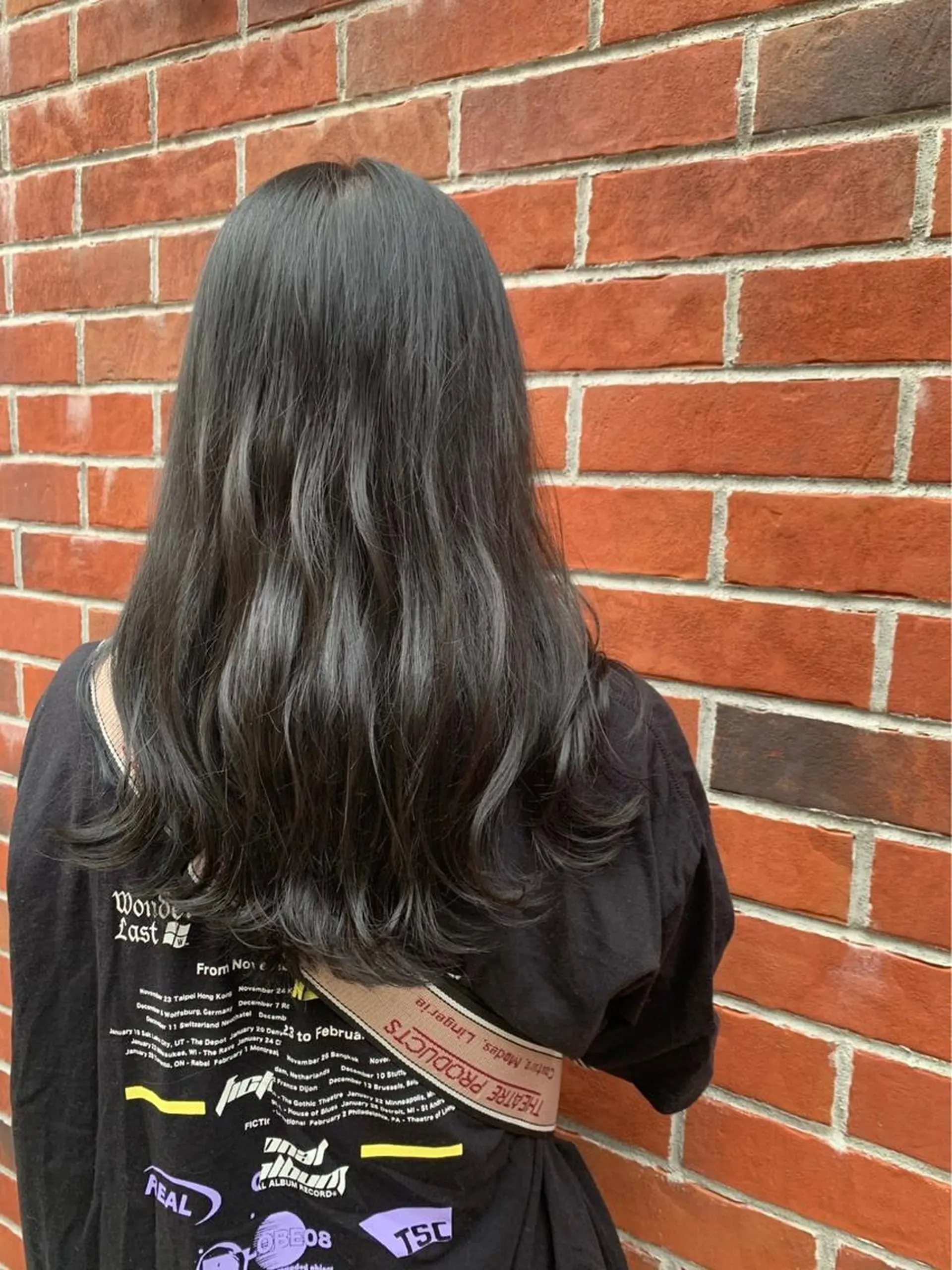 ロング カラー ヘアアレンジ アッシュ ミストバング ベージュカラー 黒髪 ブリーチ maoブリーチ無し 似合わせカラーのヘアスタイル