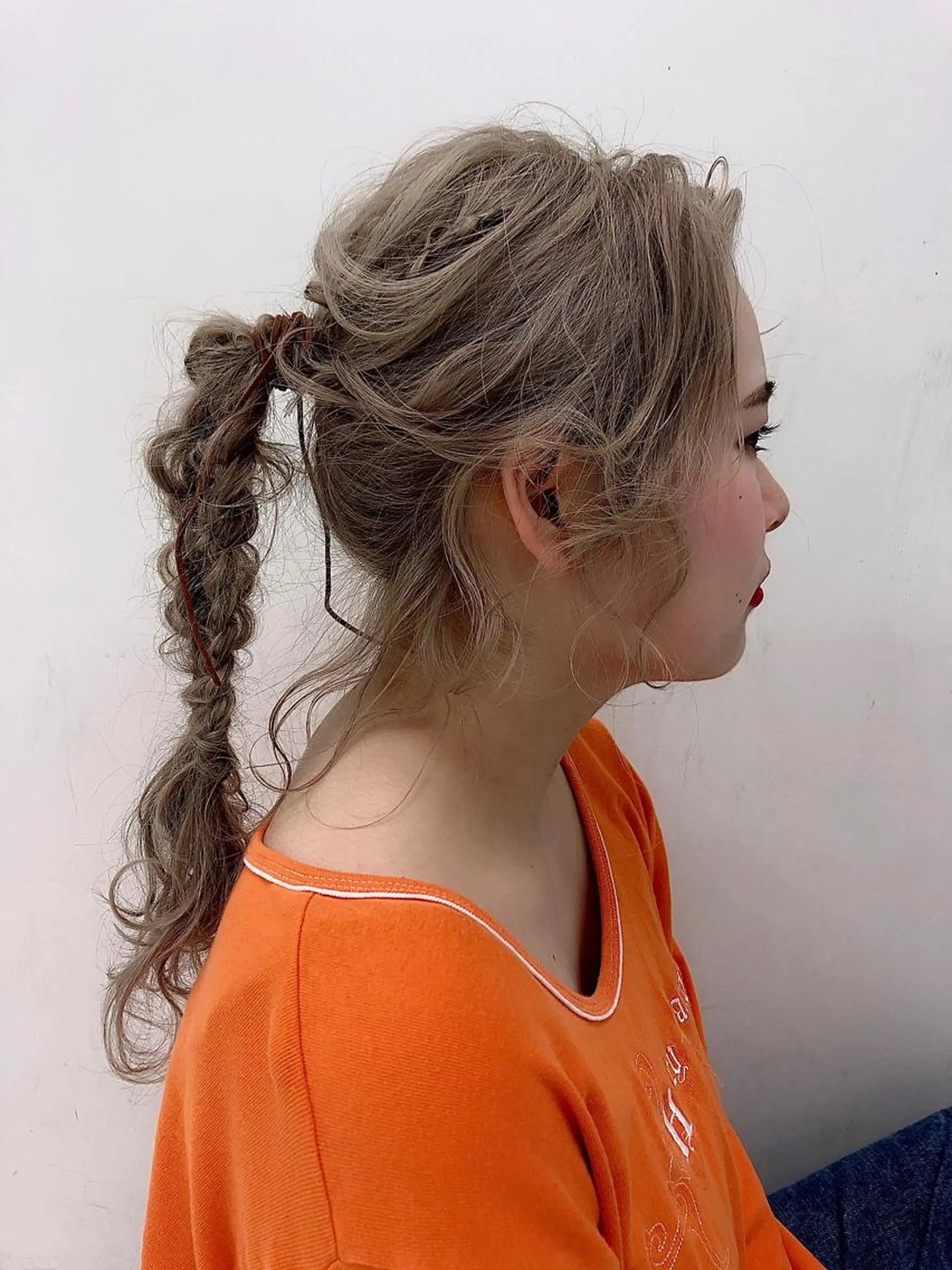 ロング ヘアアレンジ ポニーテール ヘアセット 【ピンク/韓国ヘア/ ヘアセット】亜海のヘアスタイル