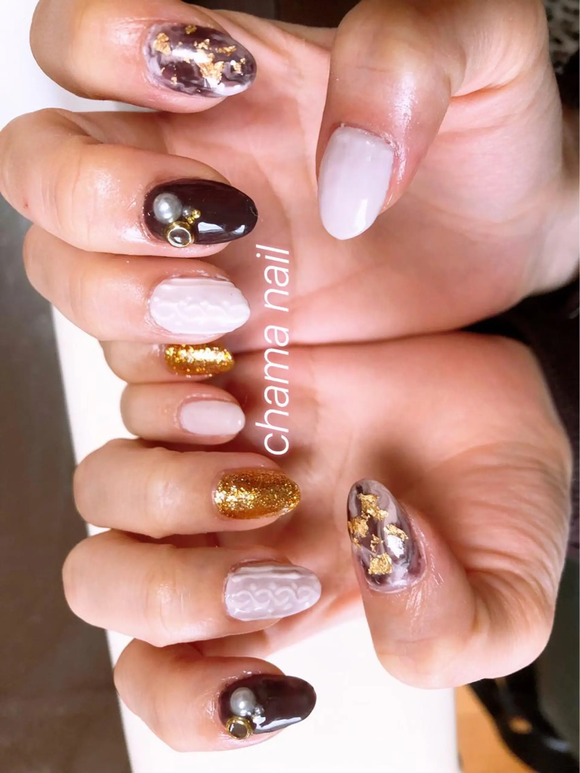 ネイル ブラウン ハンドネイル chama所属・大和田 美貴のネイルデザイン