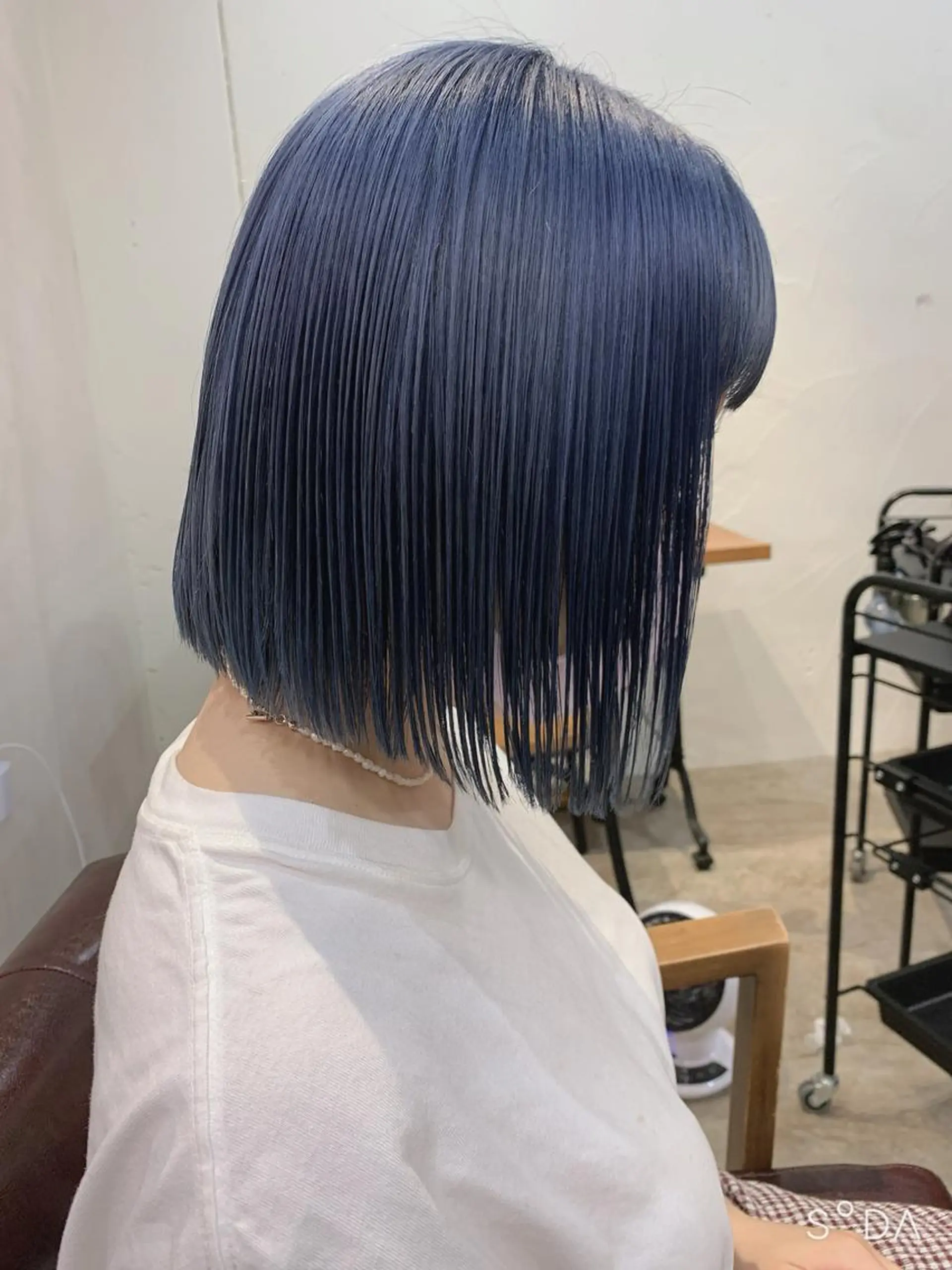 ショート カラー 黒髪 ブルーカラー ブルーブラック ハイトーンカラー ネイビーカラー トリートメント /カラー/NAOKIのヘアスタイル
