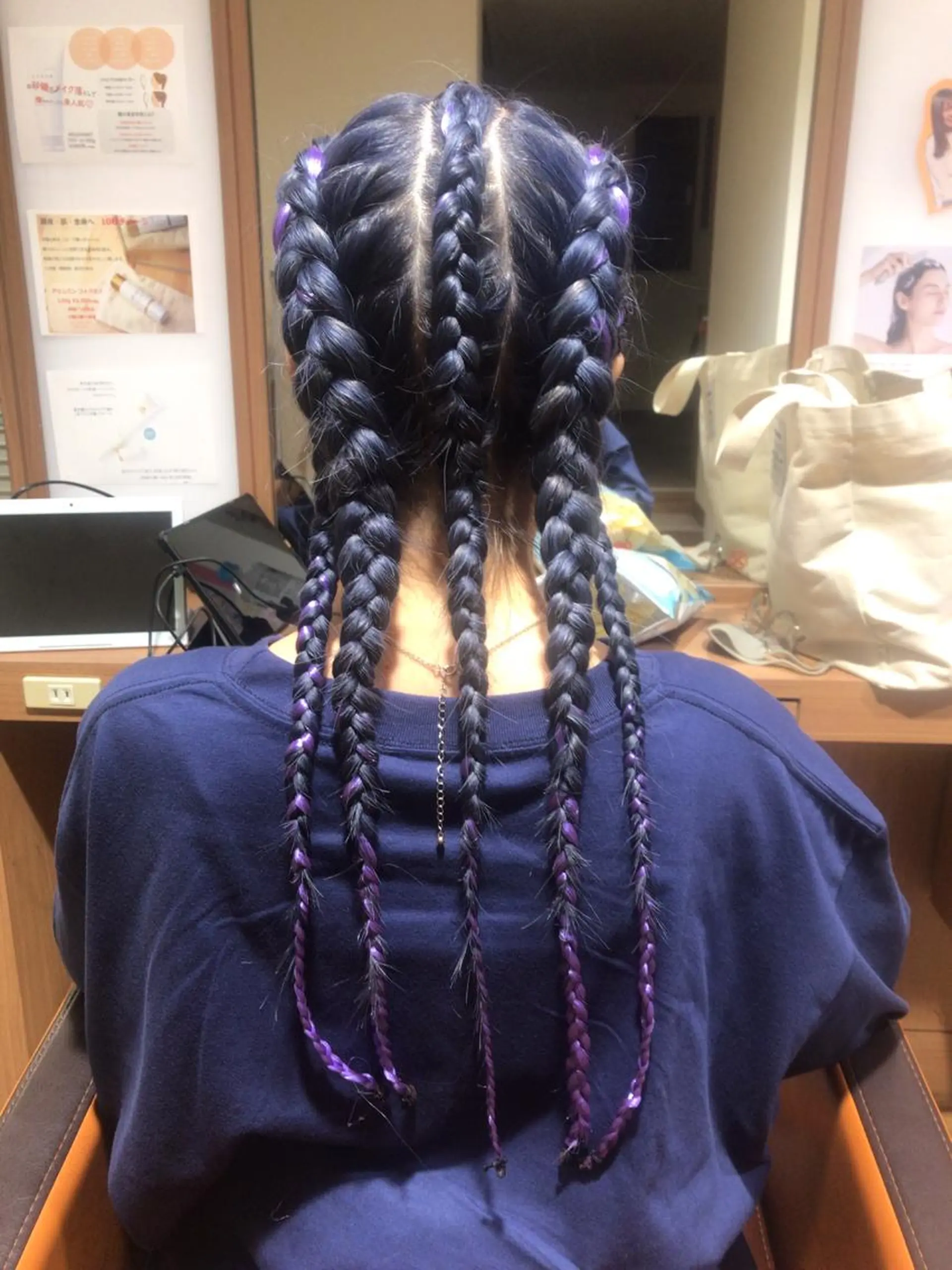 セミロング プルエクステ パープルカラー エクステ SEA BELLE YASUのヘアスタイル